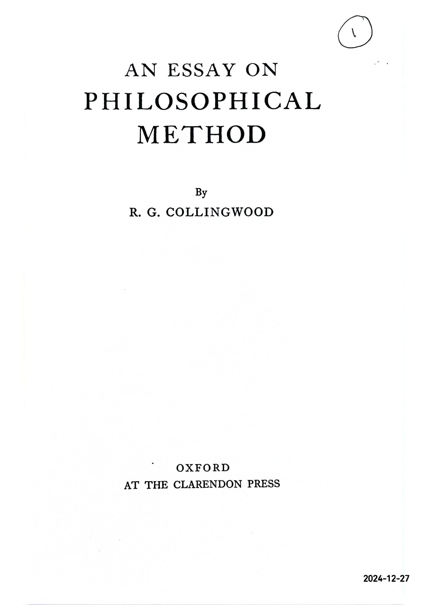 Essay on Philosophical Method Hardcover – January 1, 1933 by R. G. Collingwood (Author)