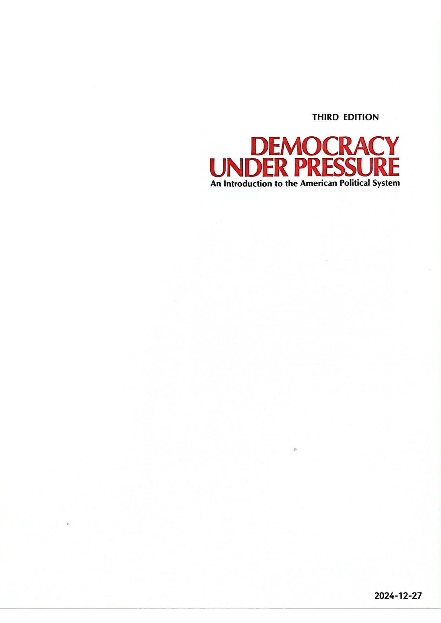 Democracy under pressure: An introduction to the American political system Hardcover – January 1, 1977 by Milton C Cummings (Author)