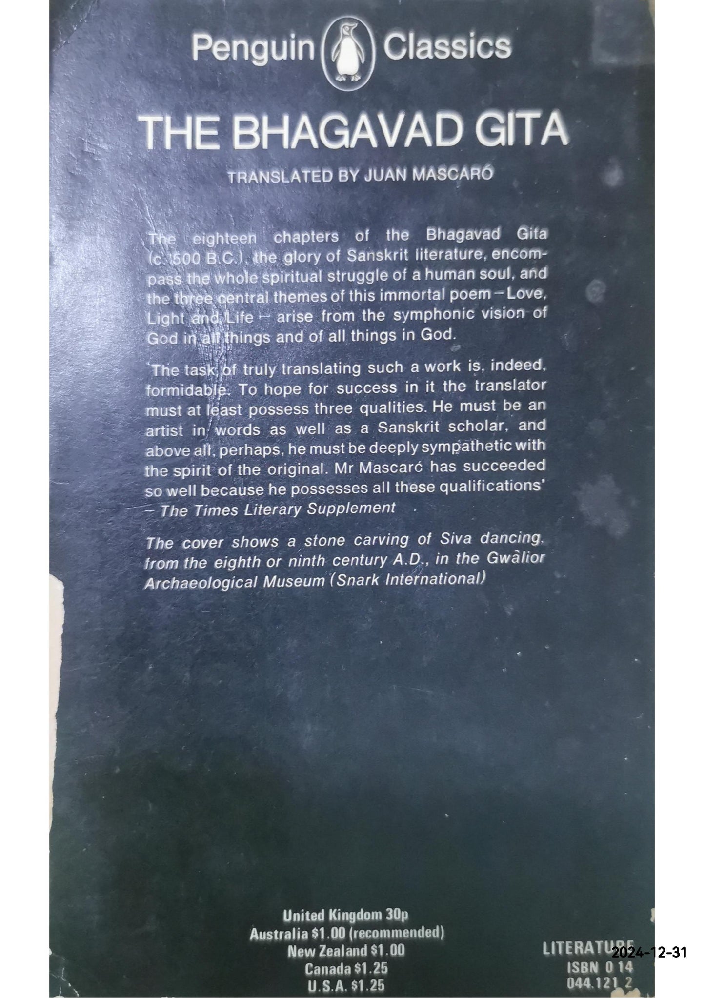 The Bhagavad Gita (Penguin Classics) Paperback – January 1, 1962 by juan mascaro (Author)