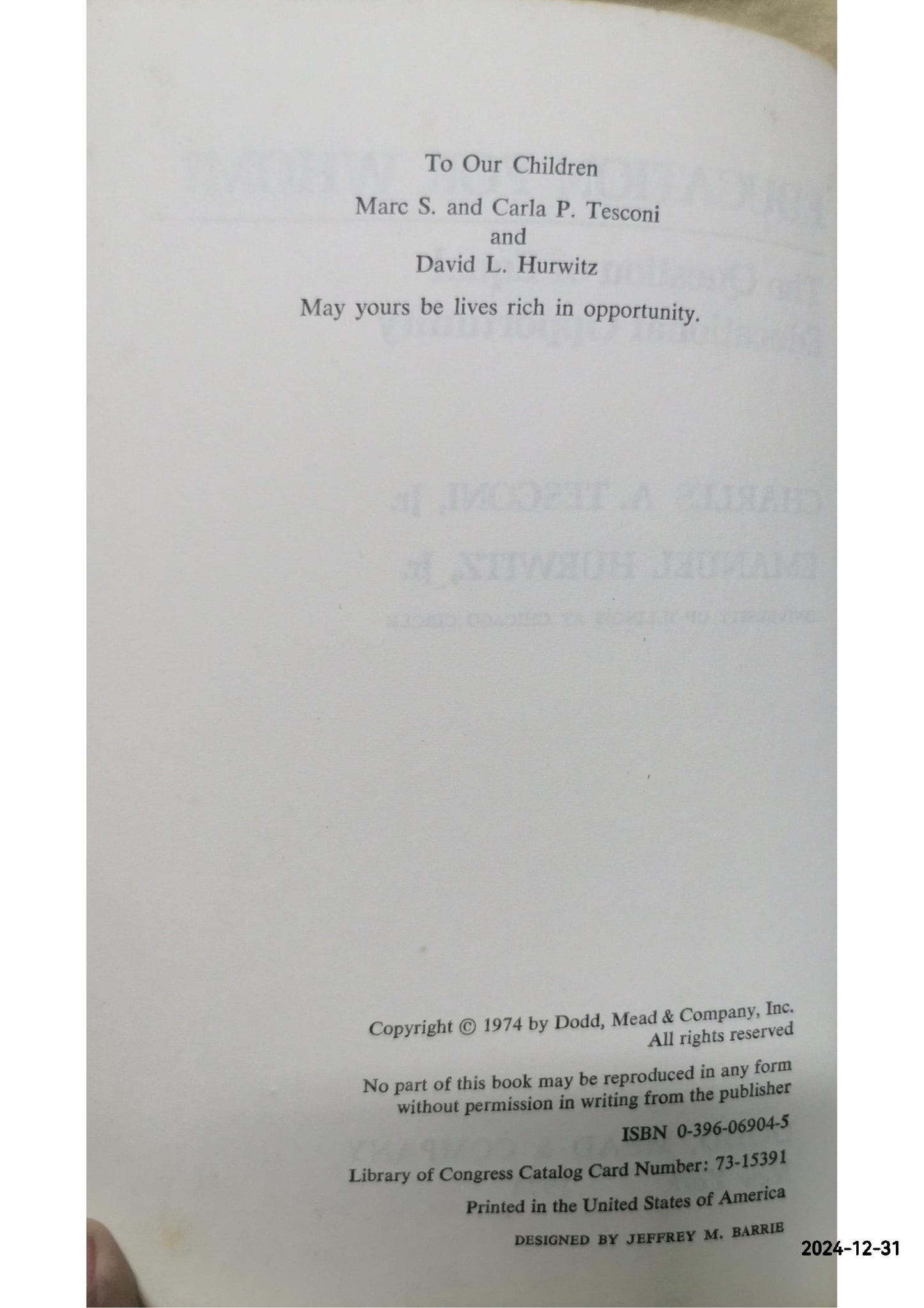 Education for whom?: The question of equal educational opportunity Paperback – January 1, 1974 by Charles A. Tesconi (Author)