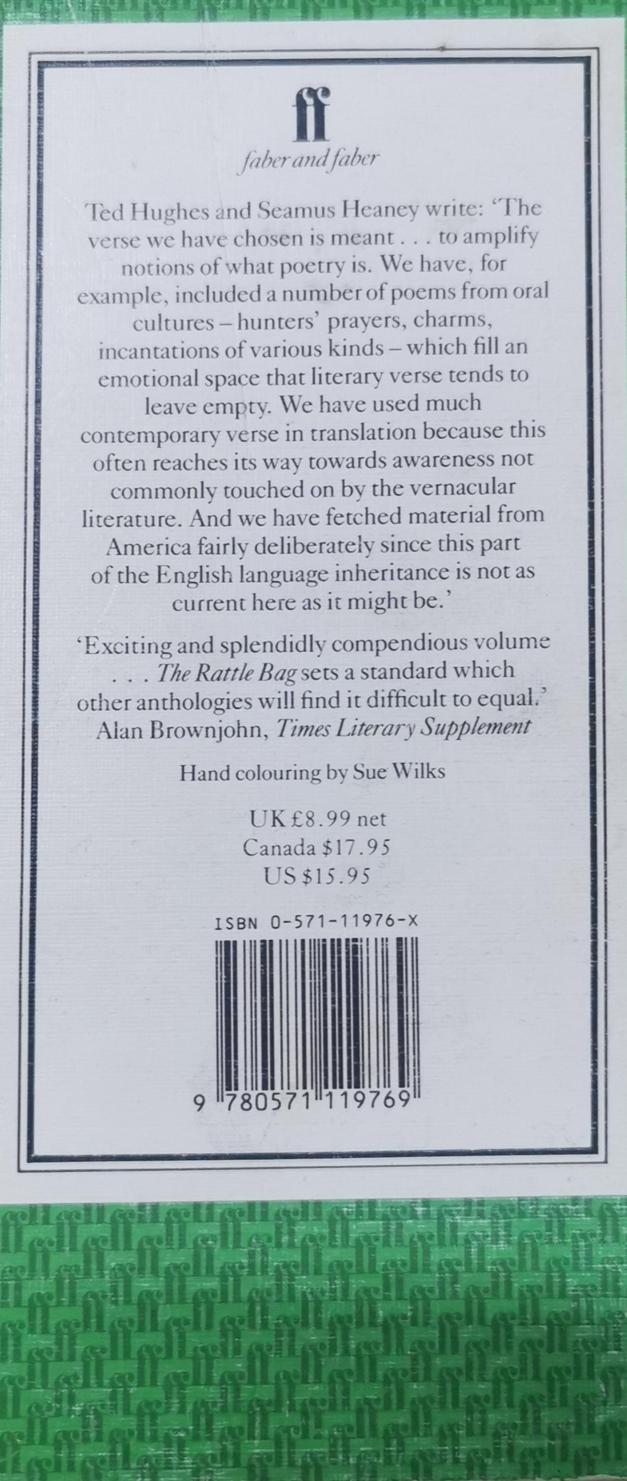 The Rattle Bag: An Anthology of Poetry Paperback – January 1, 1985 by Seamus Heaney (Editor)