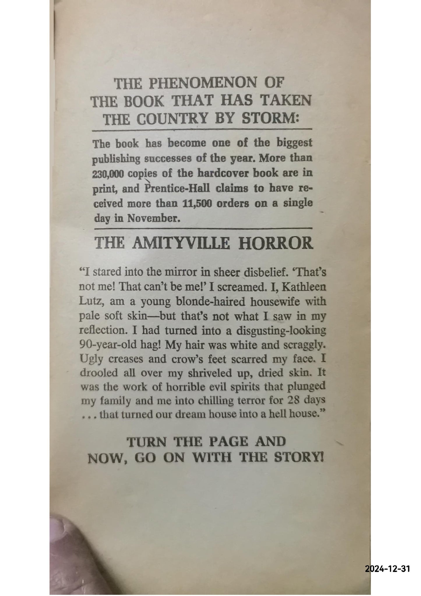 The Amityville Horror Book by Jay Anson