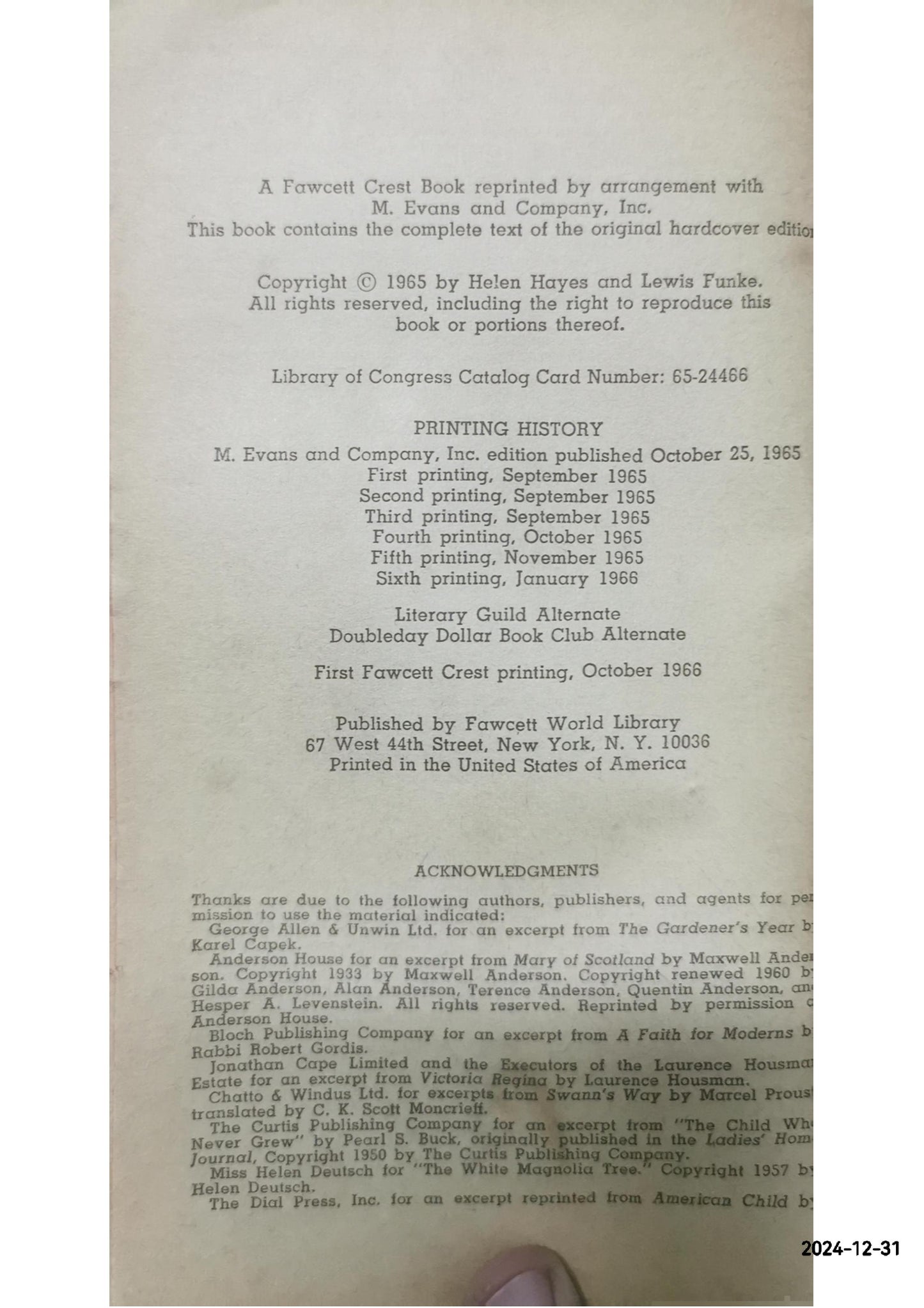 A Gift of Joy Helen Hayes Paperback – January 1, 1965 by Lewis Funke (Author)