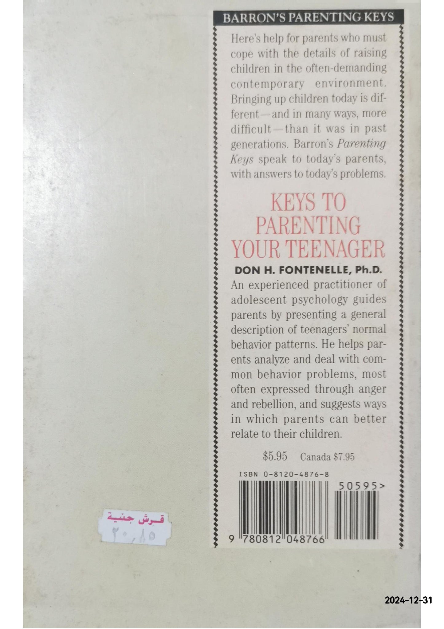 Keys to Parenting Your Teenager (Barron's Parenting Keys) Paperback – January 1, 1992 by Don H. Fontenelle (Author)