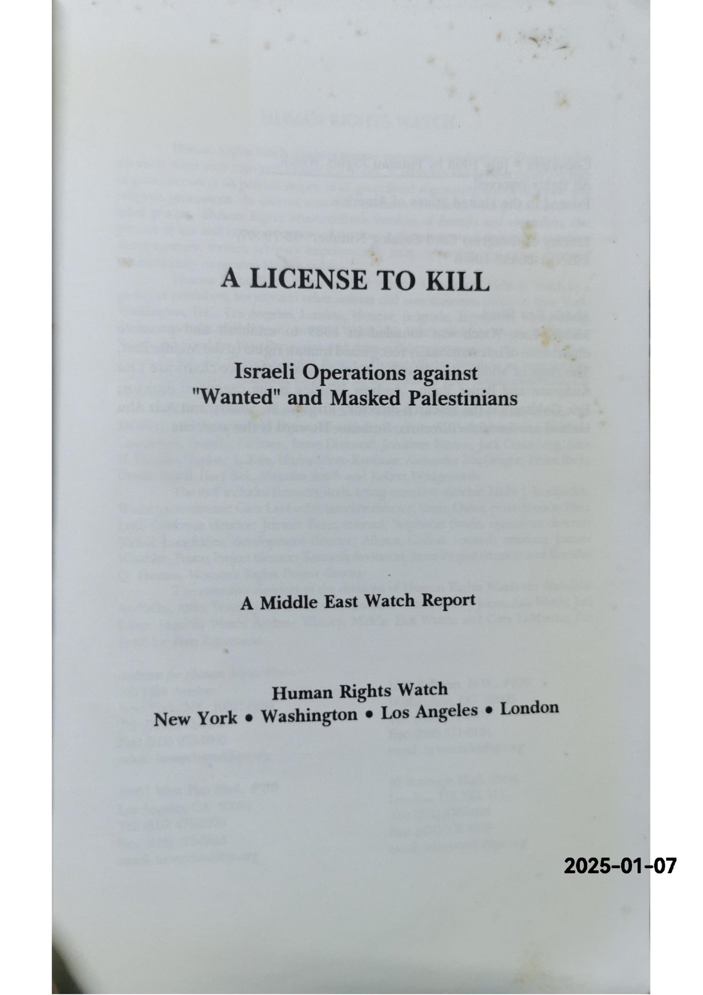 A License to Kill: Israeli Operations Against "Wanted" and Masked Palestinians