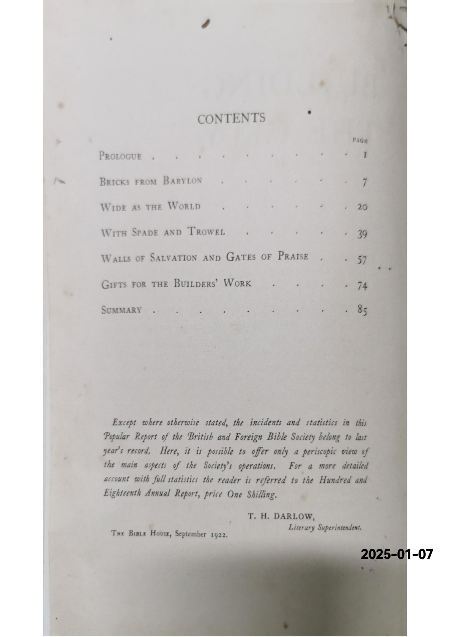 Building the City. A Popular Report of the British and Foreign Bible Society for the Year MCMXXI-XXII