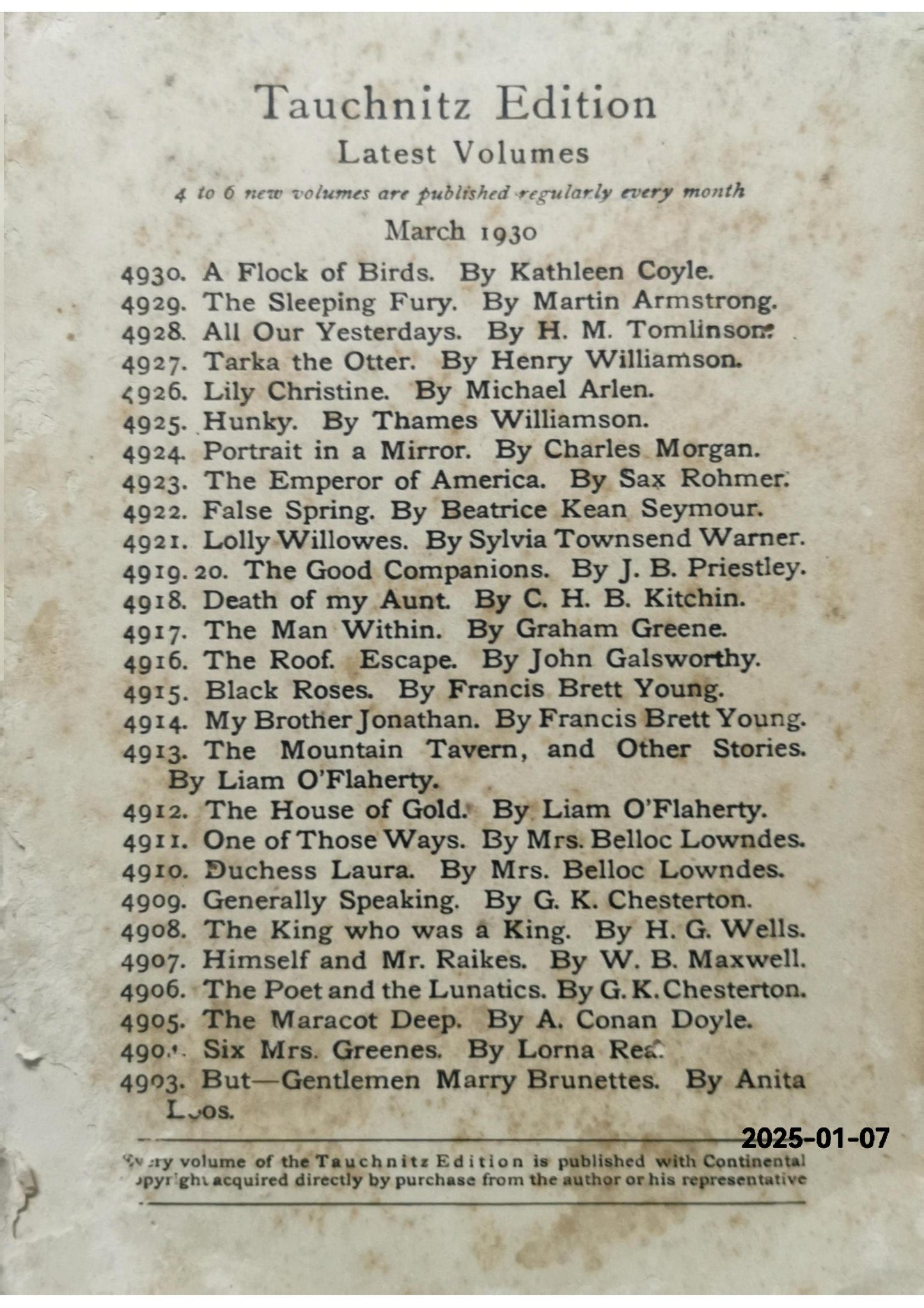 The Picture of Dorian Gray, in one volume. Volume 4049 in the Collection of British Authors Tauchnitz edition.