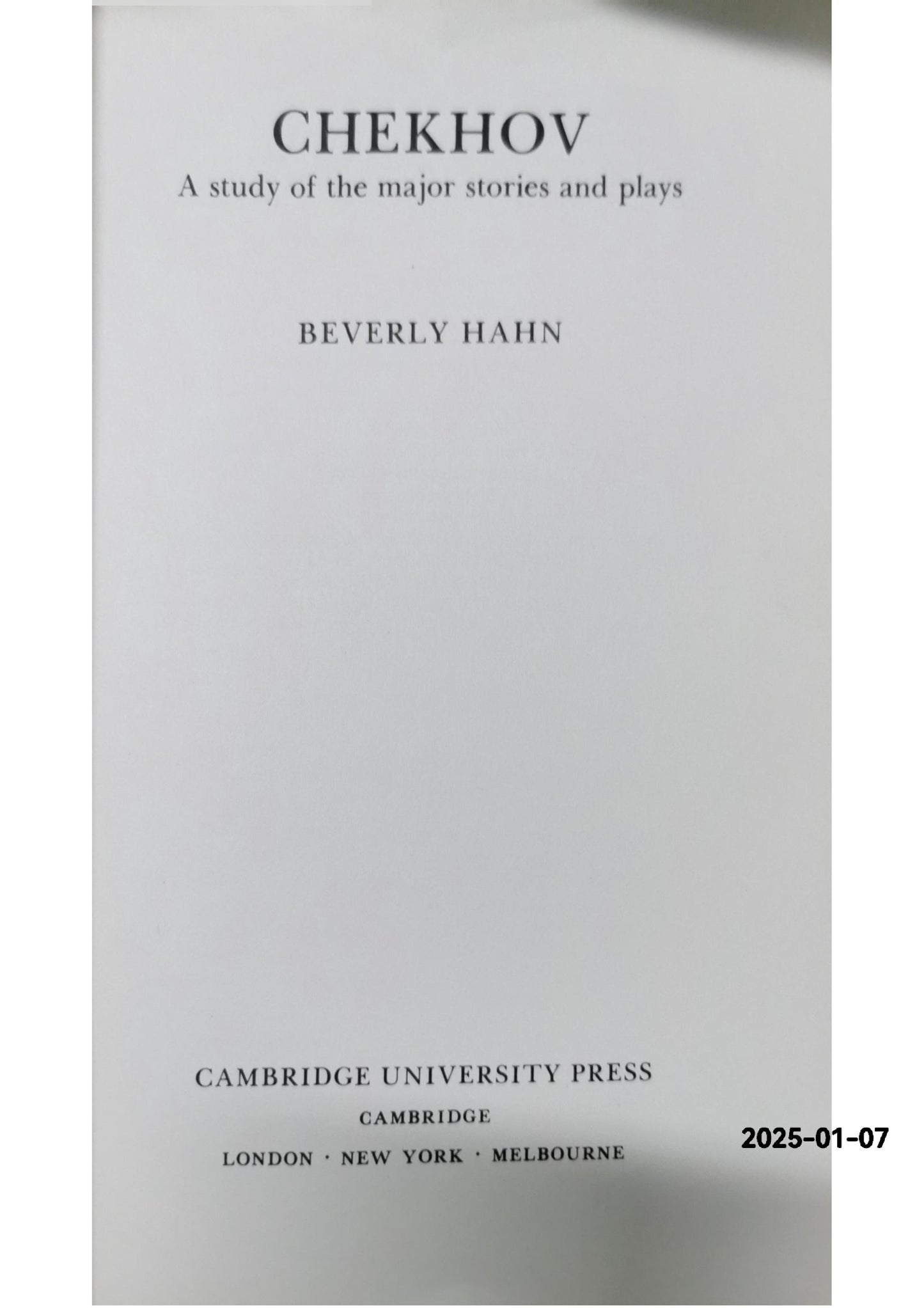 Chekhov: A Study of the Major Stories and Plays (Major European Authors Series) by Beverley Hahn (Author)