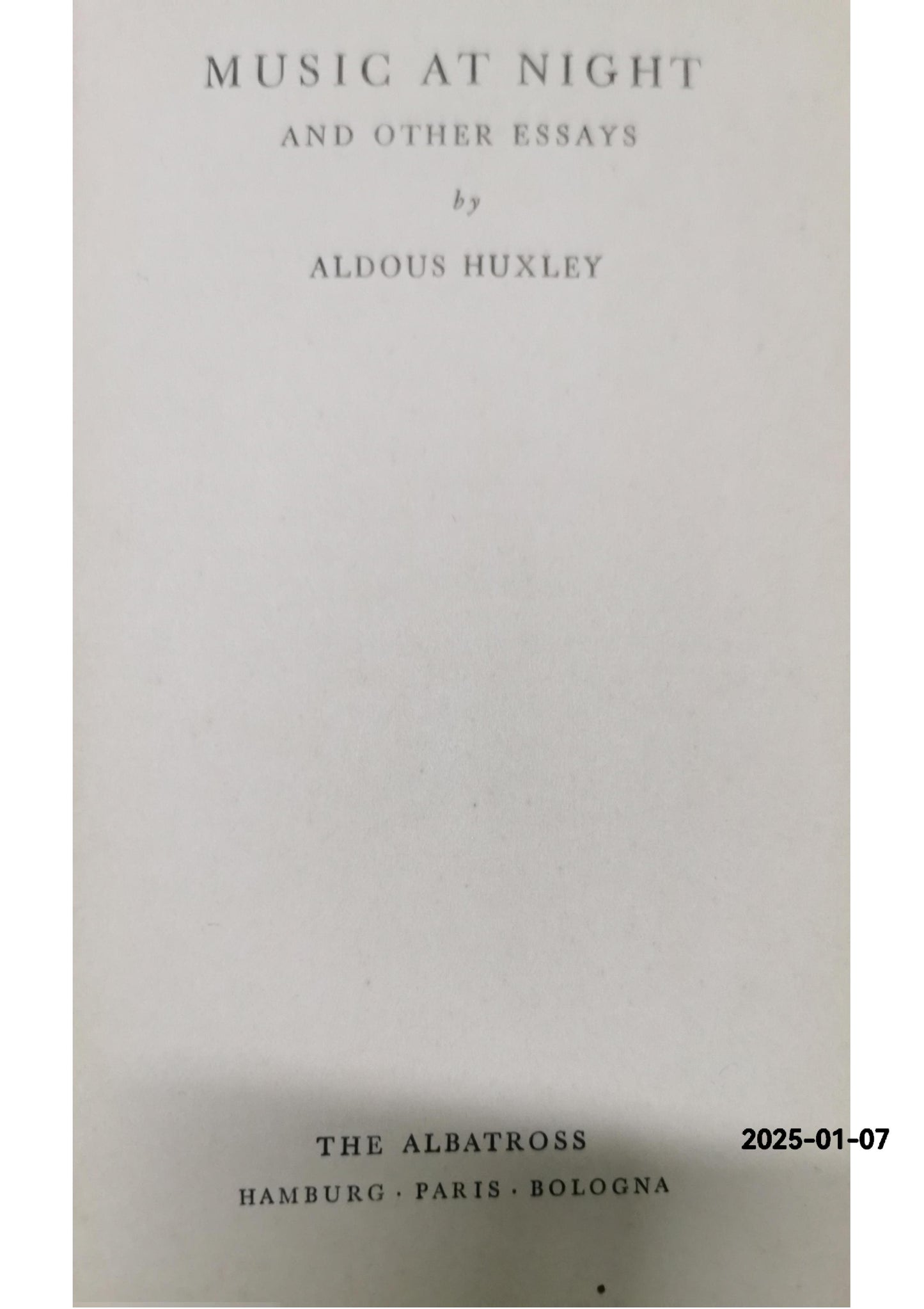 Music at Night And other Essays  Aldous Huxley