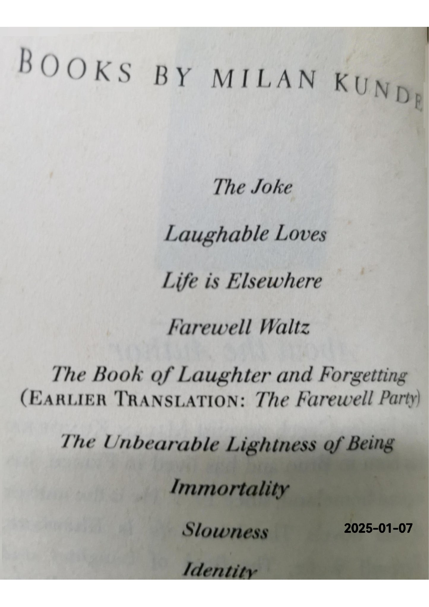 Unbearable Lightness of Being Milan Kundera