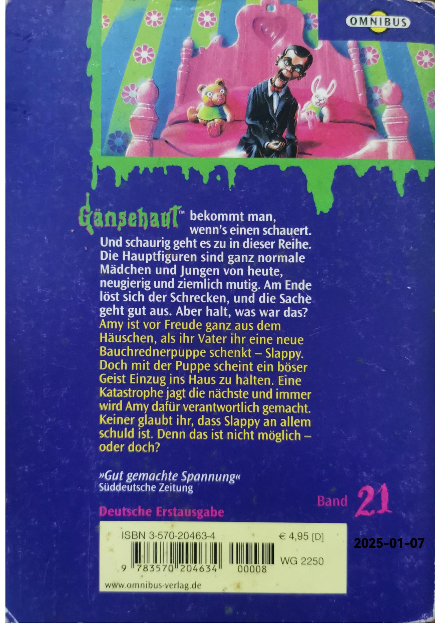 Gänsehaut 21. Die Wut der unheimlichen Puppe. ( Ab 10 J.). Paperback – May 1, 1998 German Edition  by R. L. Stine (Author)