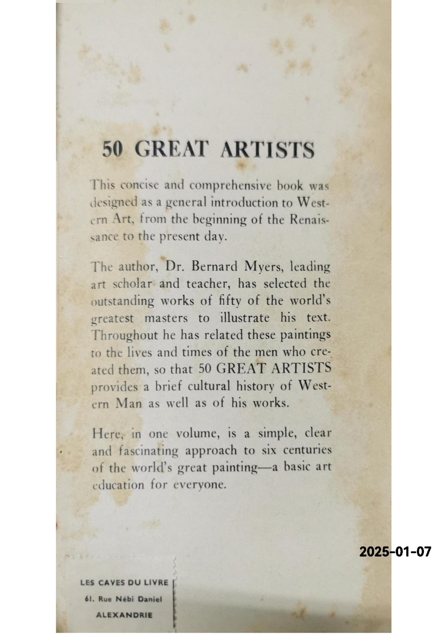 50 Great Artists Mass Market Paperback – January 1, 1953 by Bernard Myers (Author)