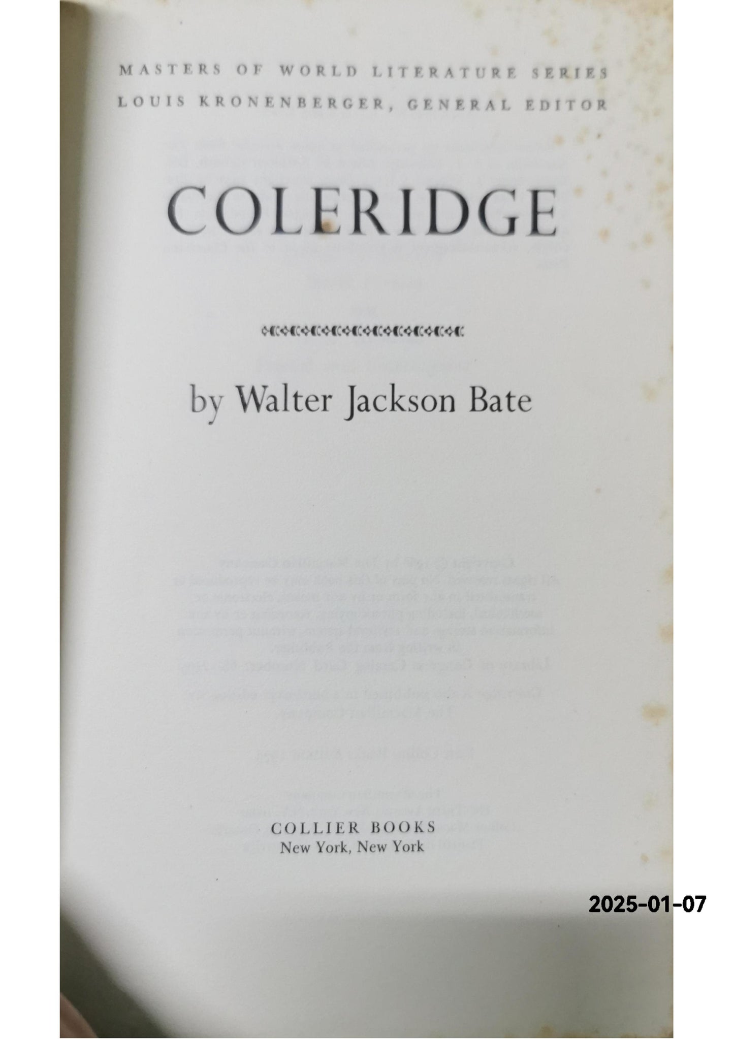 Coleridge Paperback – April 2, 1987 by Walter Jackson Bate (Author)