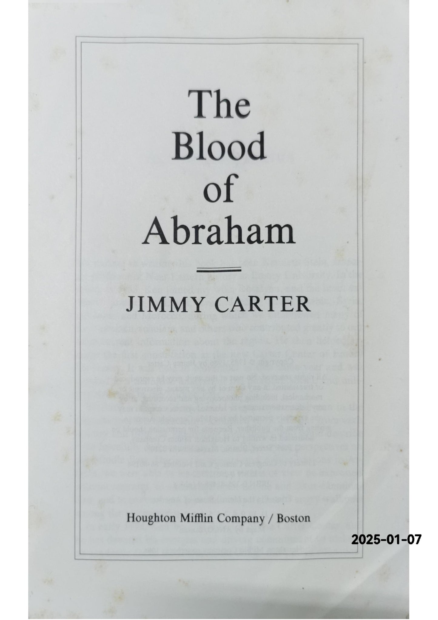 The blood of Abraham Paperback – January 1, 1986 by Jimmy Carter (Author)