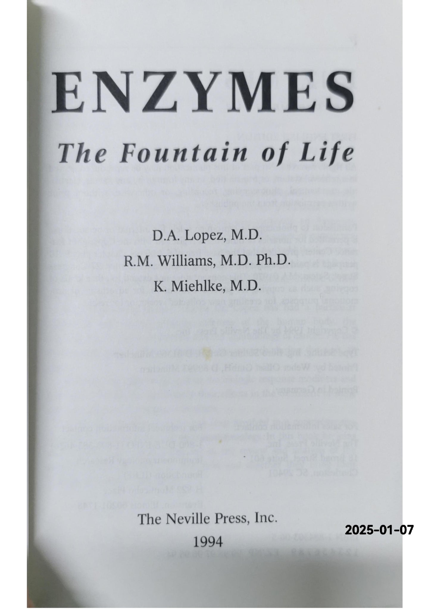 Enzymes: The Fountain of Life Paperback – January 1, 1994 by K. Miehlke (Author), R. M. Williams (Author), D. A. Lopez (Author)