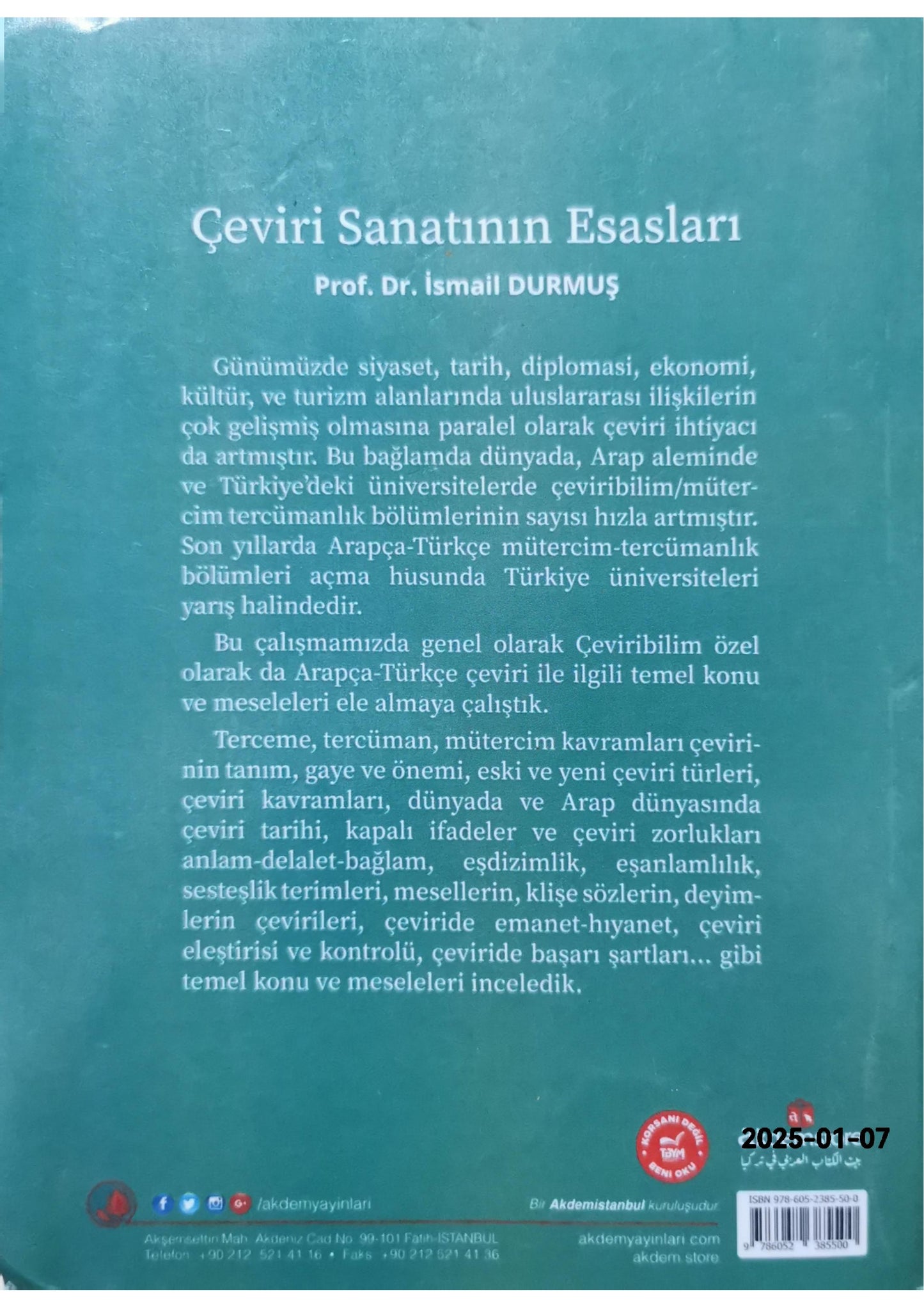 Çeviri Sanatının Esasları: Arapça Türkçe Çeviri Kağıt Kapak – 1 Nisan 2018 İsmail Durmuş (Eser Sahibi)