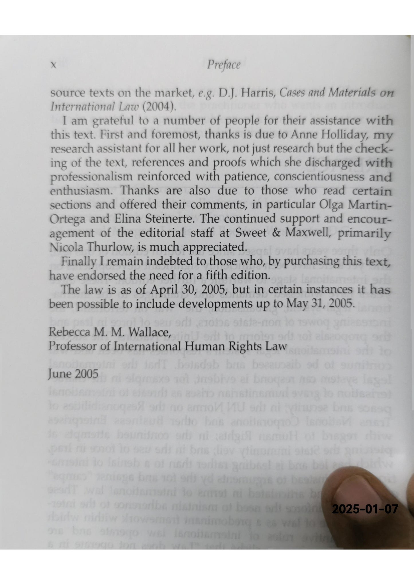 International Law Paperback – Fifth edition - by Rebecca Wallace (Author)