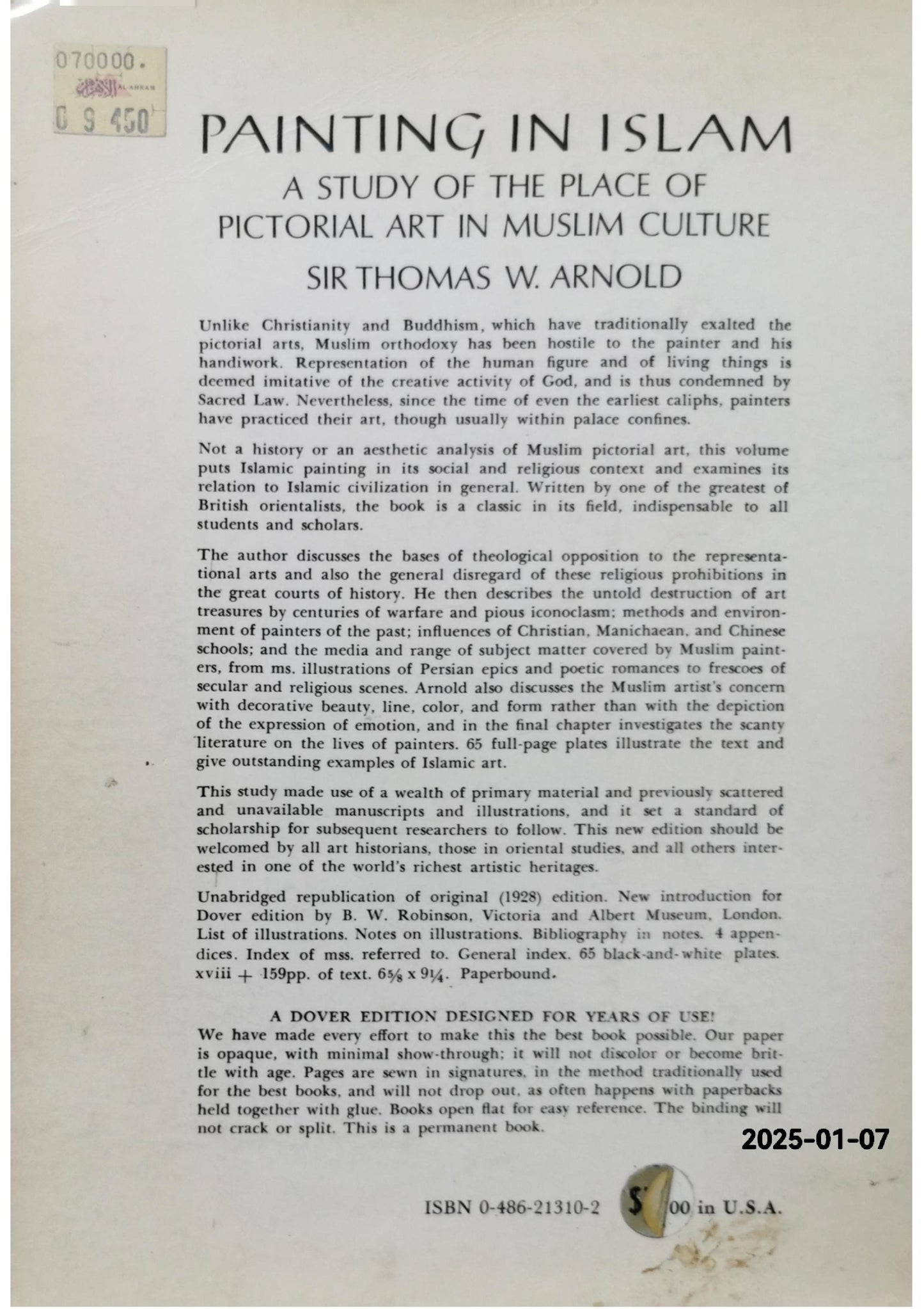 Painting in Islam Paperback – January 1, 1965 by Thomas W. Arnold (Author)