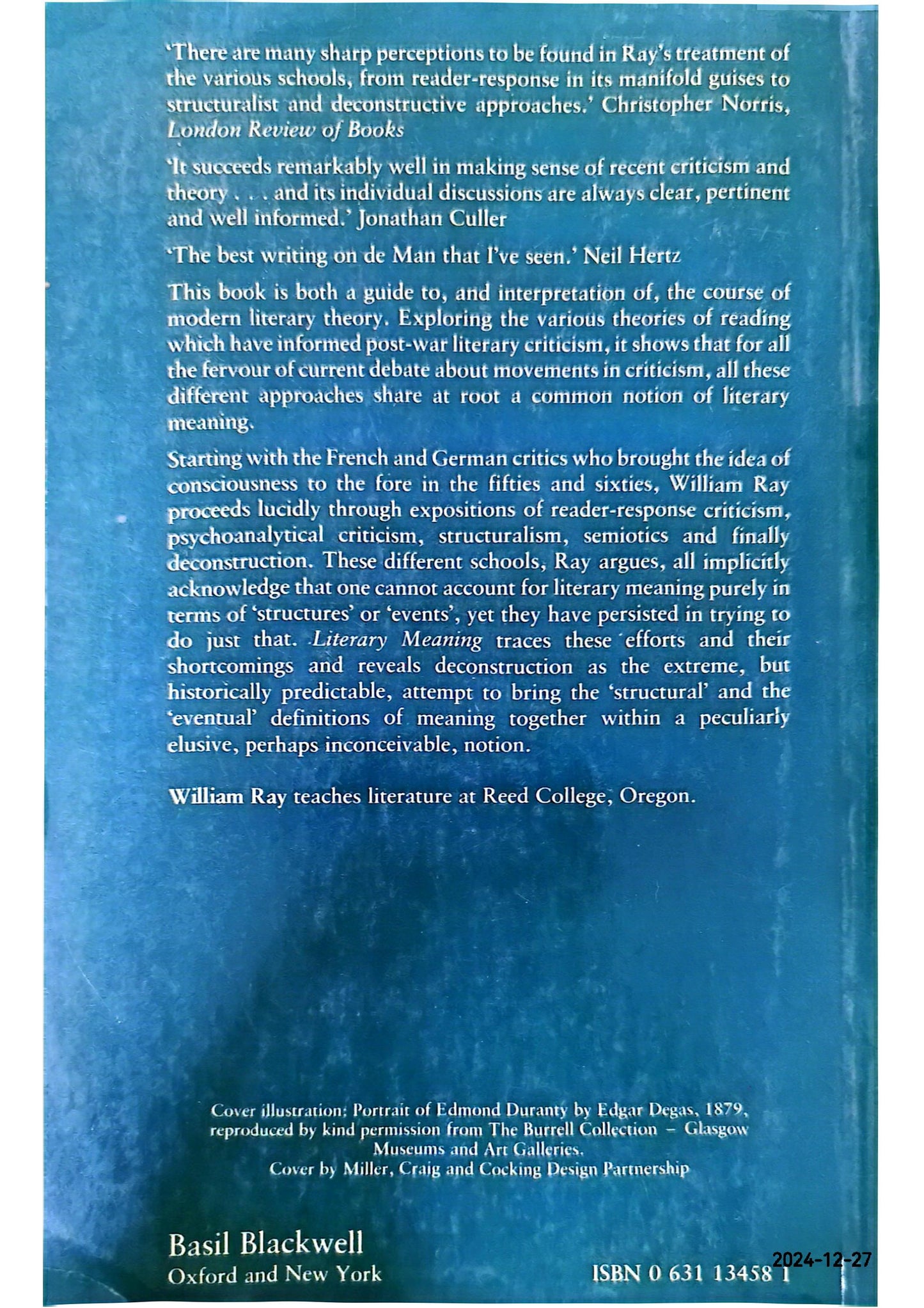 Literary Meaning: From Phenomenology to Deconstruction Paperback – January 8, 1991 by William Ray (Author)