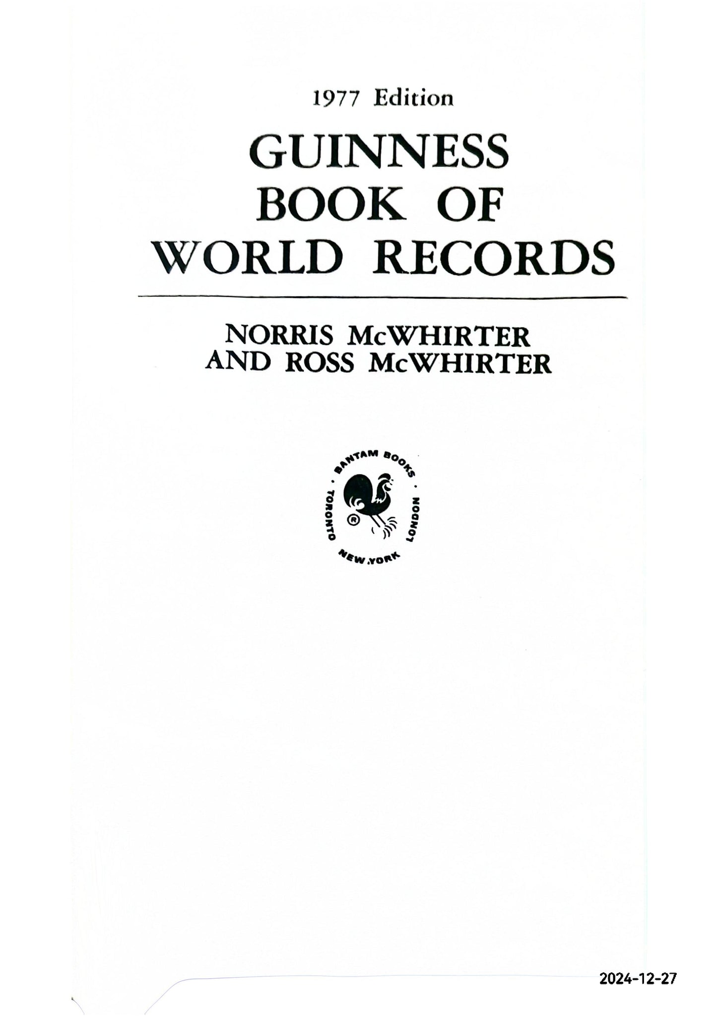 GUINNESS BOOK OF WORLD RECORDS - 1977 Edition Paperback – January 1, 1977 Serbian Edition  by Norris McWhirter Ross McWhirter (Author)