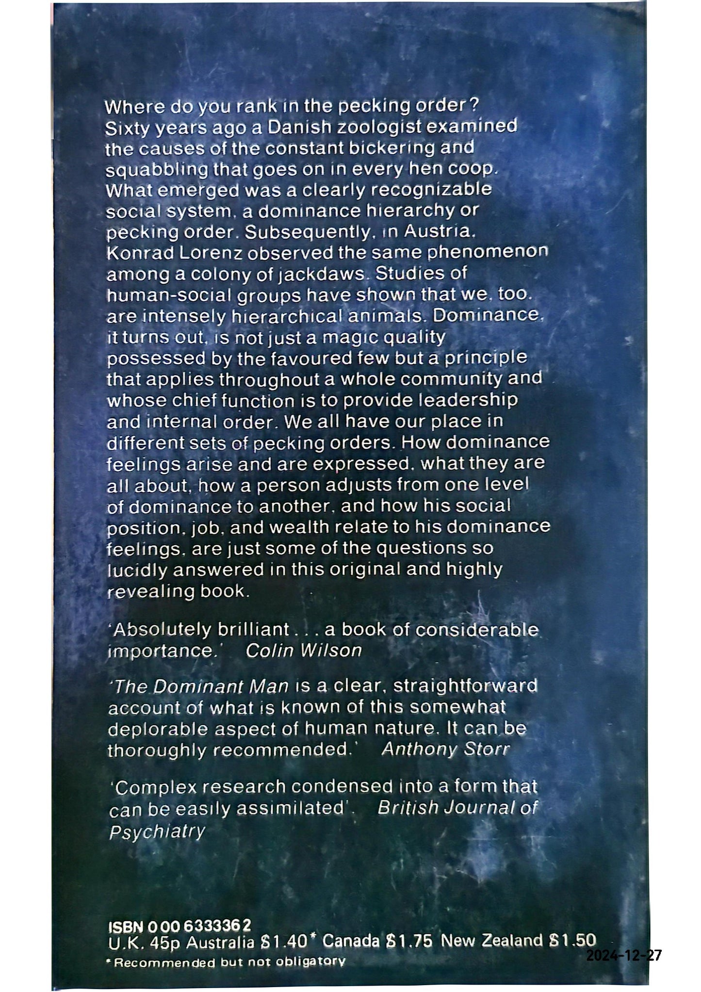 Dominant Man, The Pecking Order in Human Society Paperback – January 1, 1974 by George Maclay (Author), Humphry Knipe (Author)