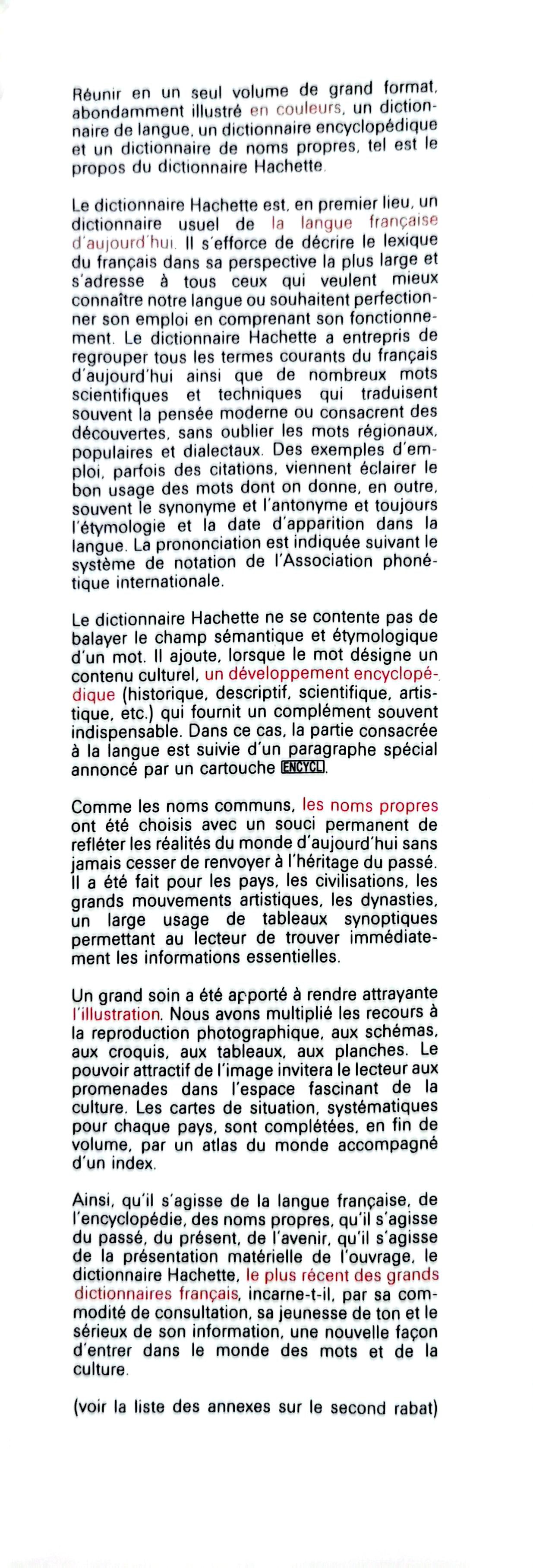 DICTIONNAIRE HACHETTE, LANGUE, ENCYCLOPEDIE, NOMS PROPRES COLLECTIF ISBN 10: 2010033086 / ISBN 13: 9782010033087 Published by Hachette, 1980 Language: French Condition: bon Hardcover