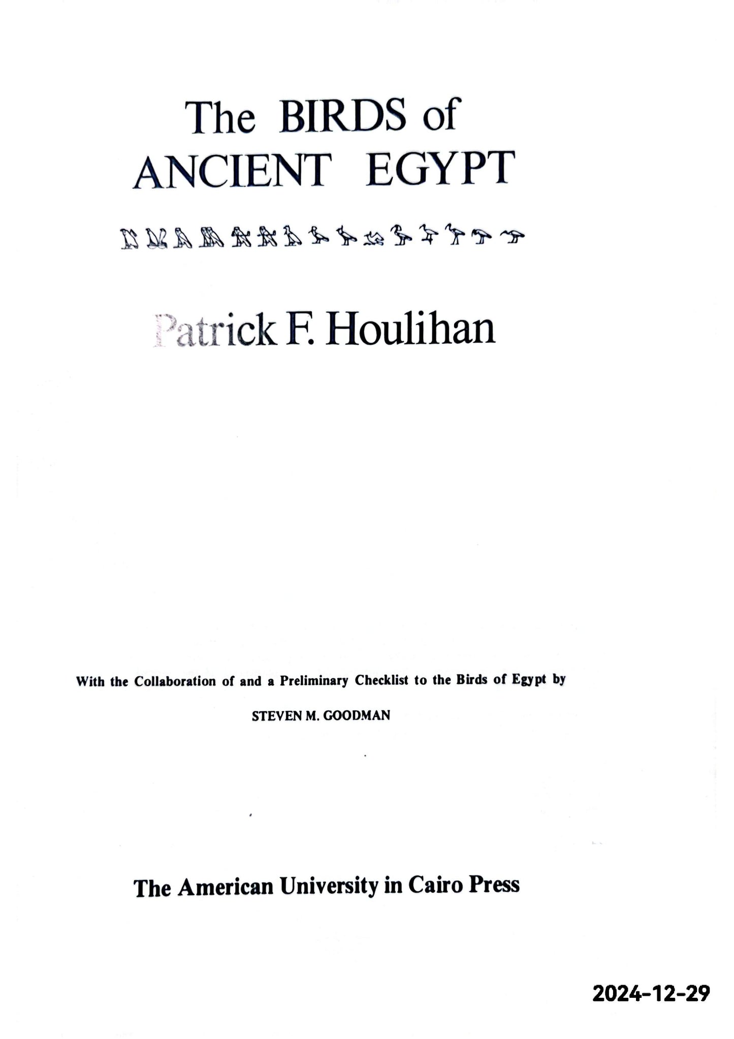 The birds of ancient Egypt Unknown Binding English edition