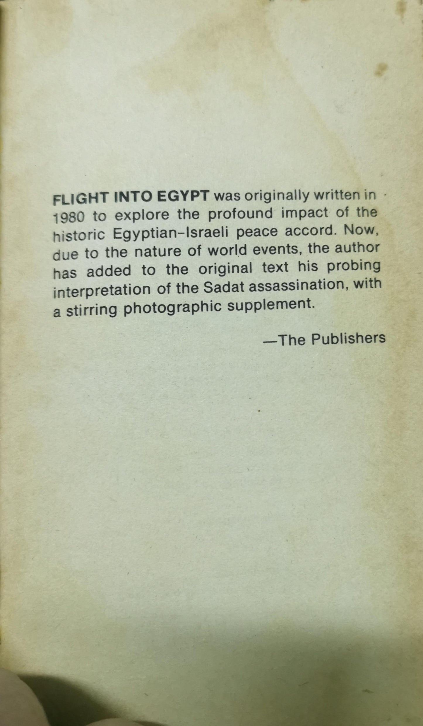 Flight Into Egypt Book by Amos Elon