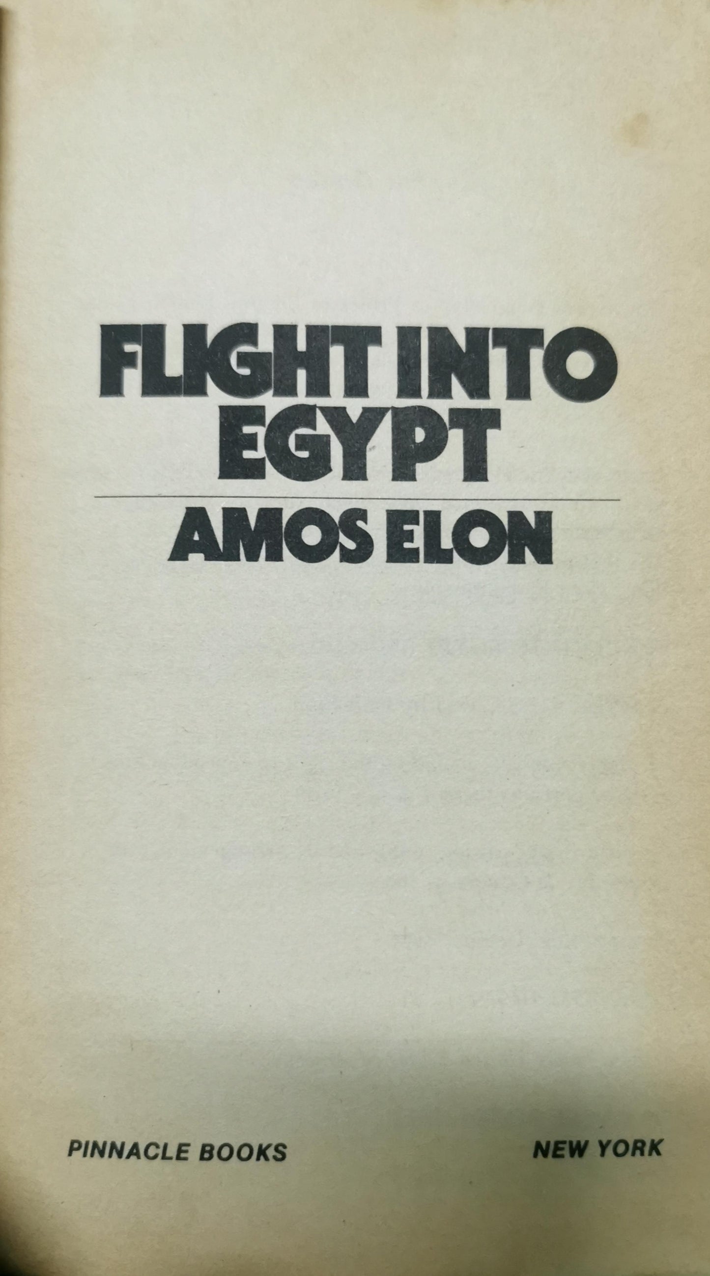 Flight Into Egypt Book by Amos Elon