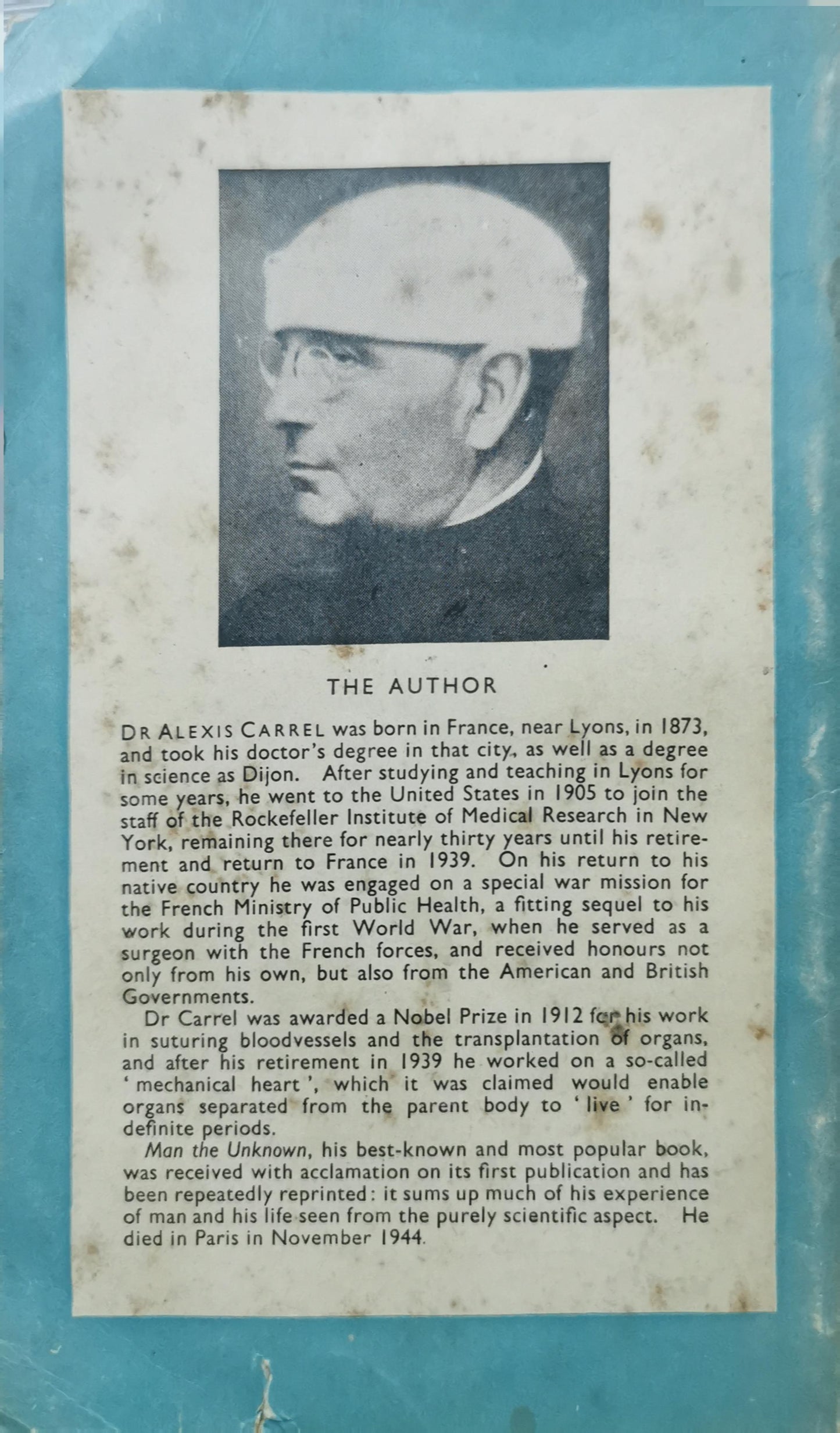 Man, The Unknown Paperback – January 1, 1948 by alexis carrel (Author)