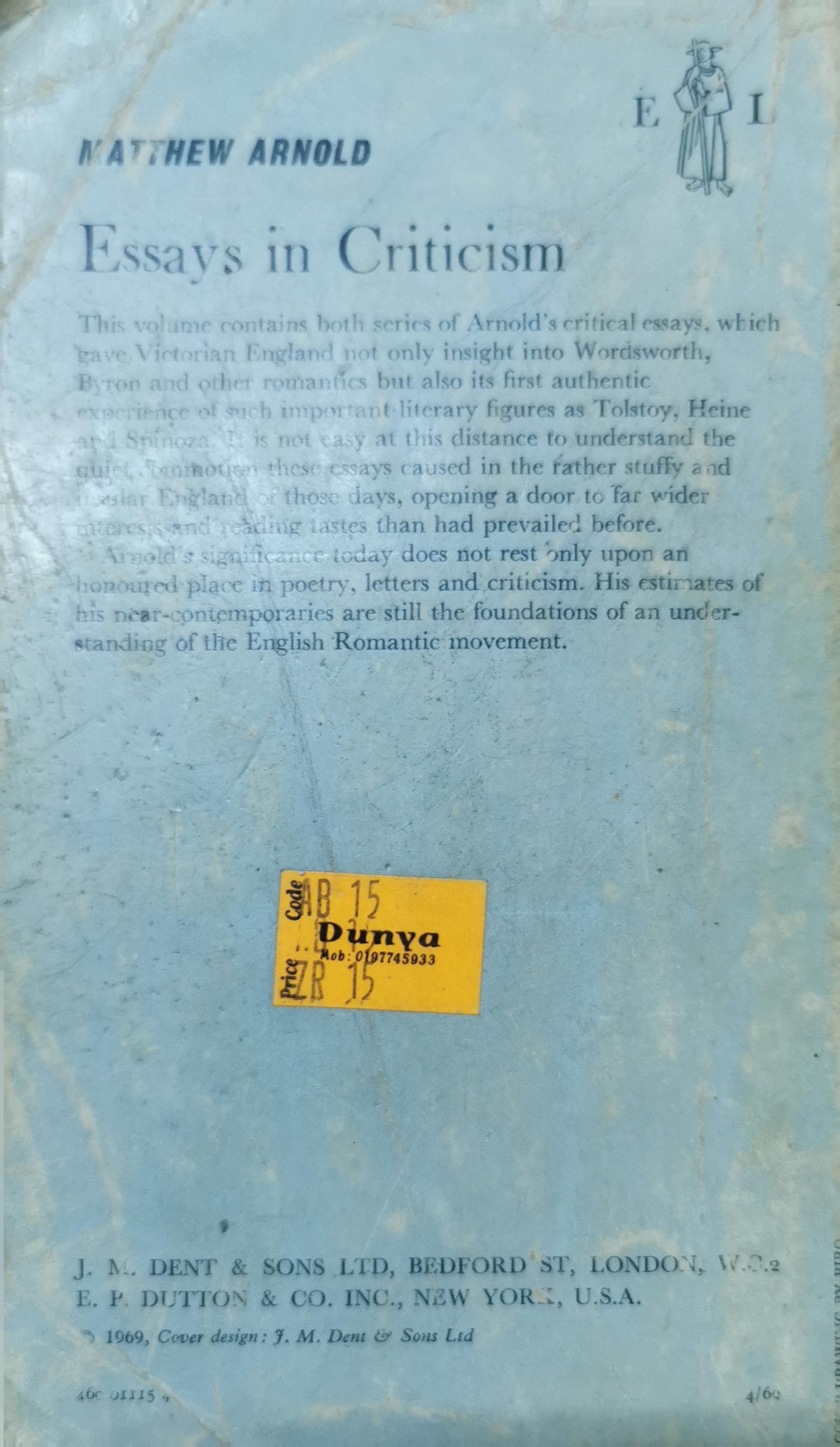 Matthew Arnold's Essays in Criticism, First Series Paperback – January 1, 1964 by Matthew Arnold (Author)