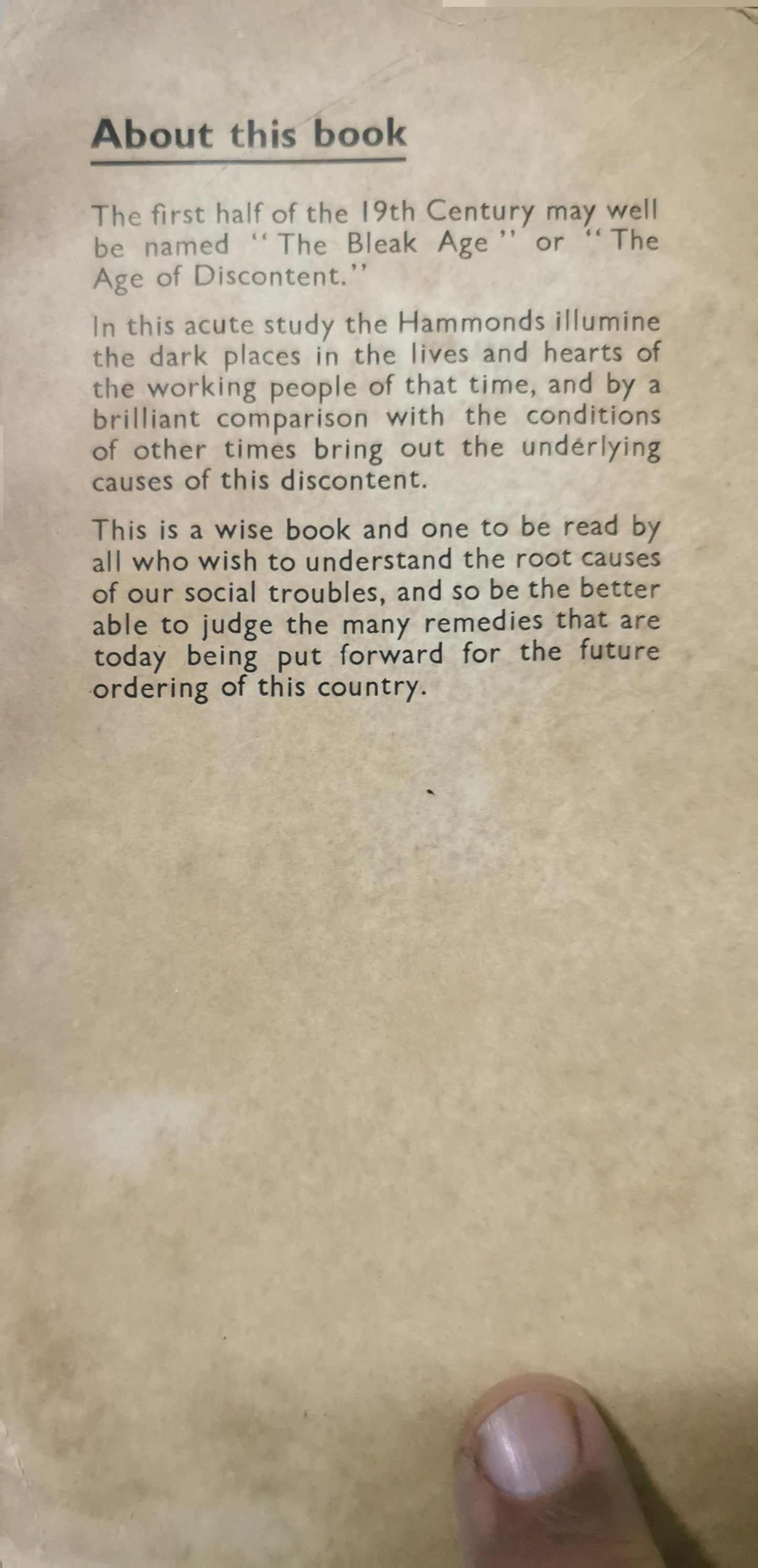 The bleak age, (Pelican books) Paperback – January 1, 1947 by J. L. & Barbara. Hammond (Author)