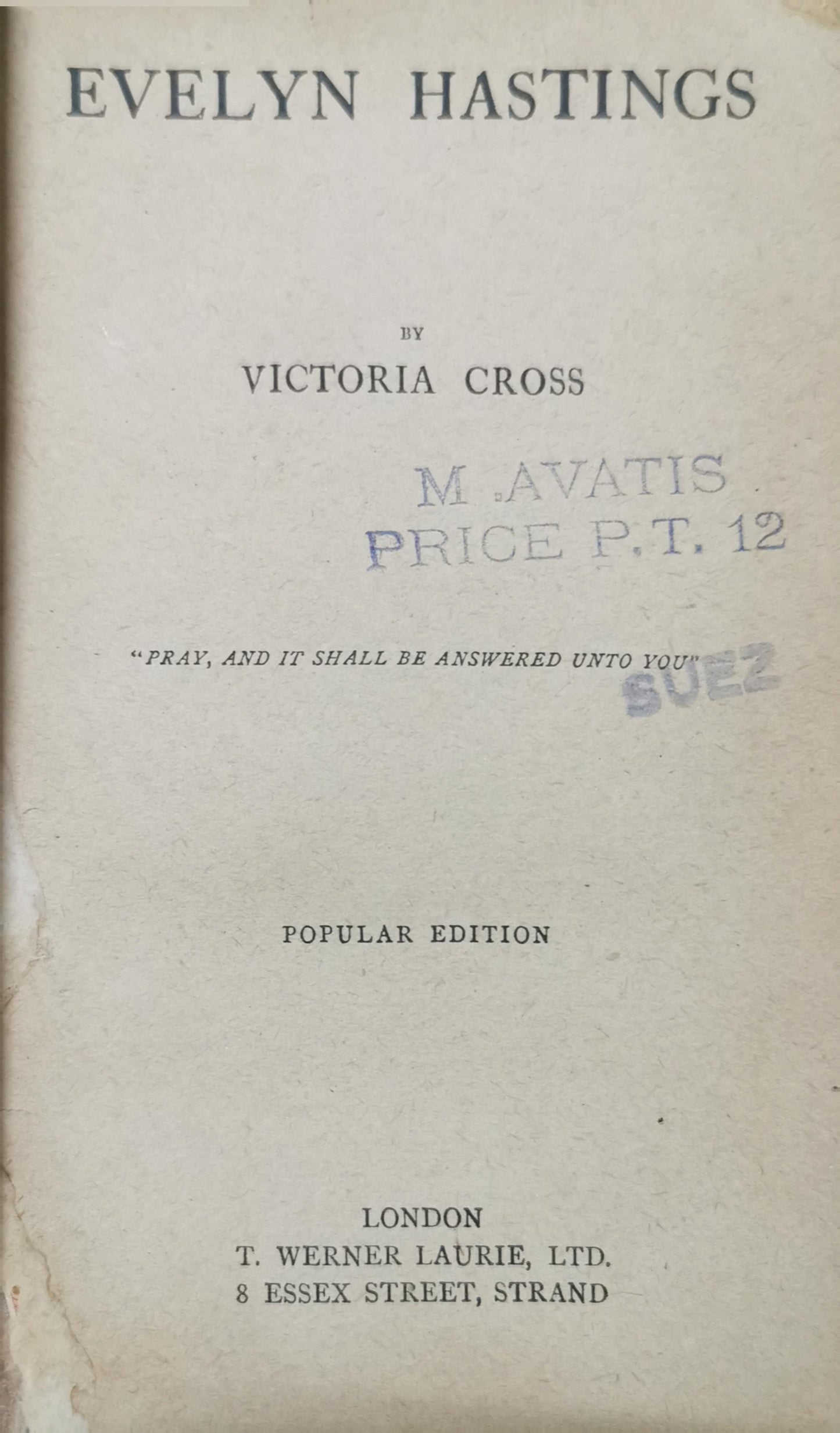 Evelyn Hastings (1905) Paperback –  by Victoria Cross (Author)