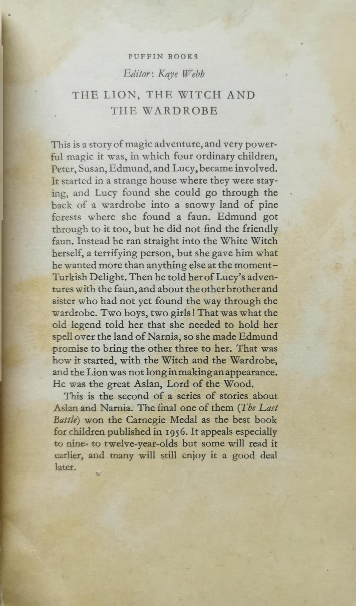 "The Lion, the Witch and the Wardrobe (Puffin Books) Paperback – Import, January 1, 1970 by C. S. Lewis (Author)"