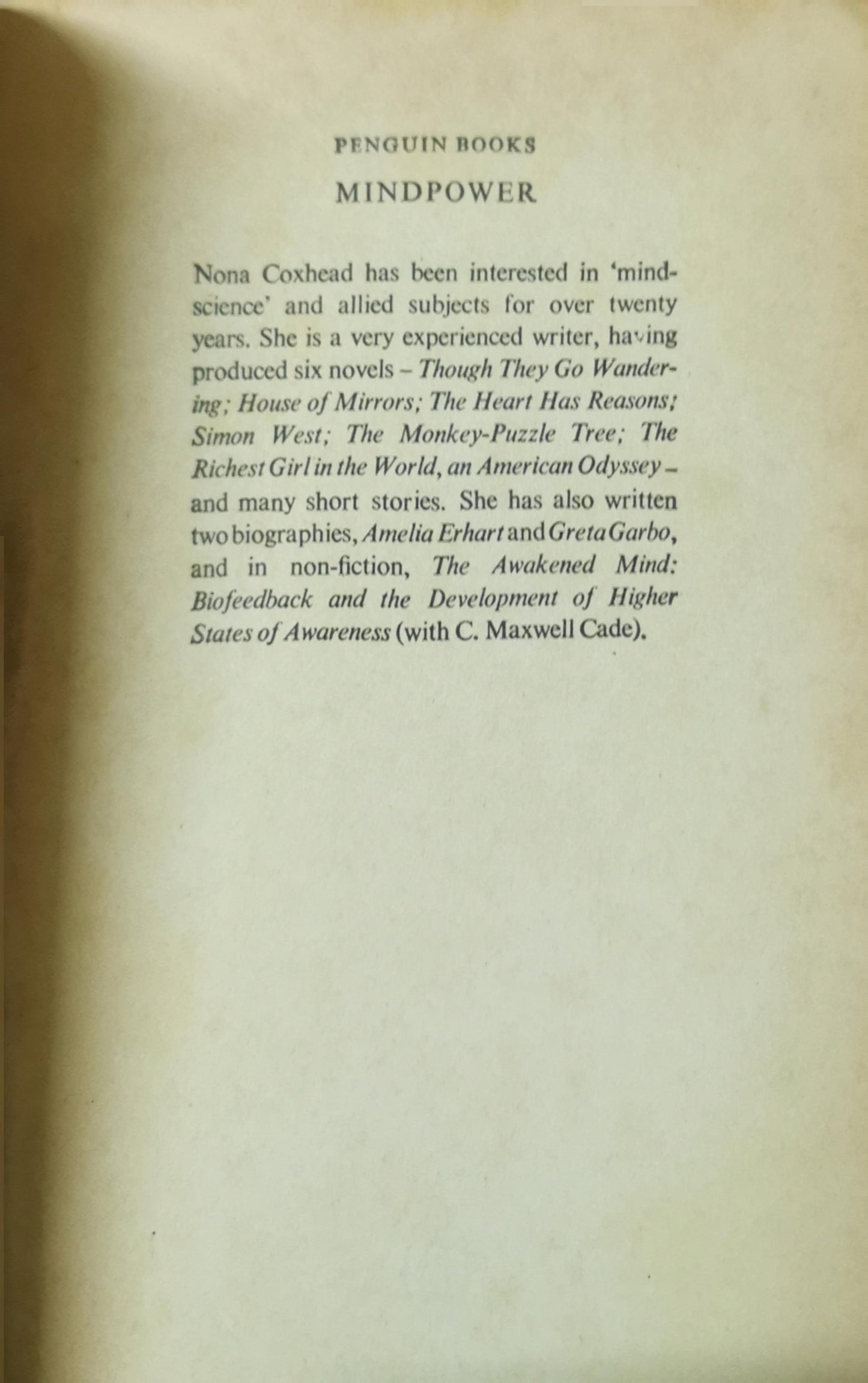 Mindpower Paperback – May 31, 1979 by Nona Coxhead (Author)