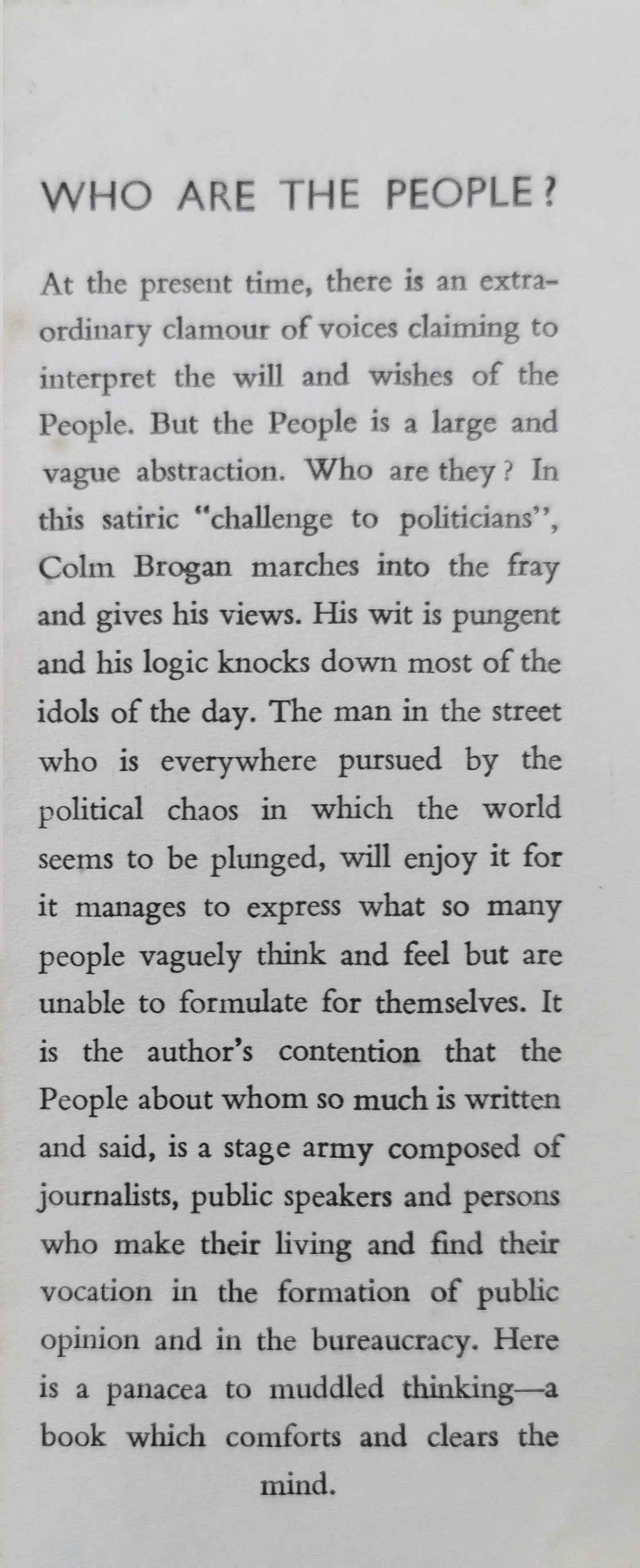 Who Are the People? (Modern Continental Library) Paperback – January 1, 1947 by Colm Brogan (Author)