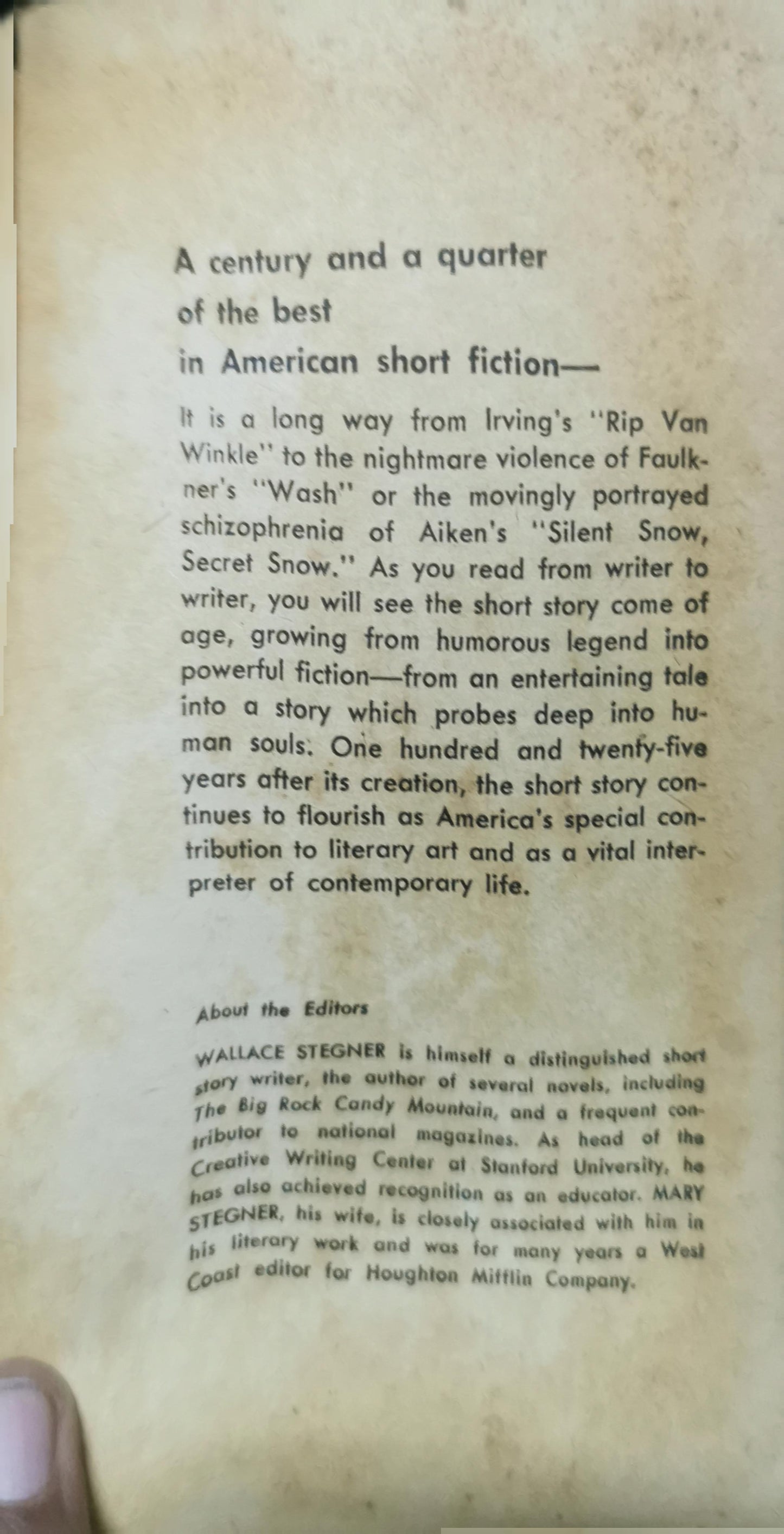 Great American Short Stories : Special Student Edition Wallace & Mary Stegner (edited) Published by Laurel Books by Dell publishing, 1959 Condition: Very Good- Soft cover