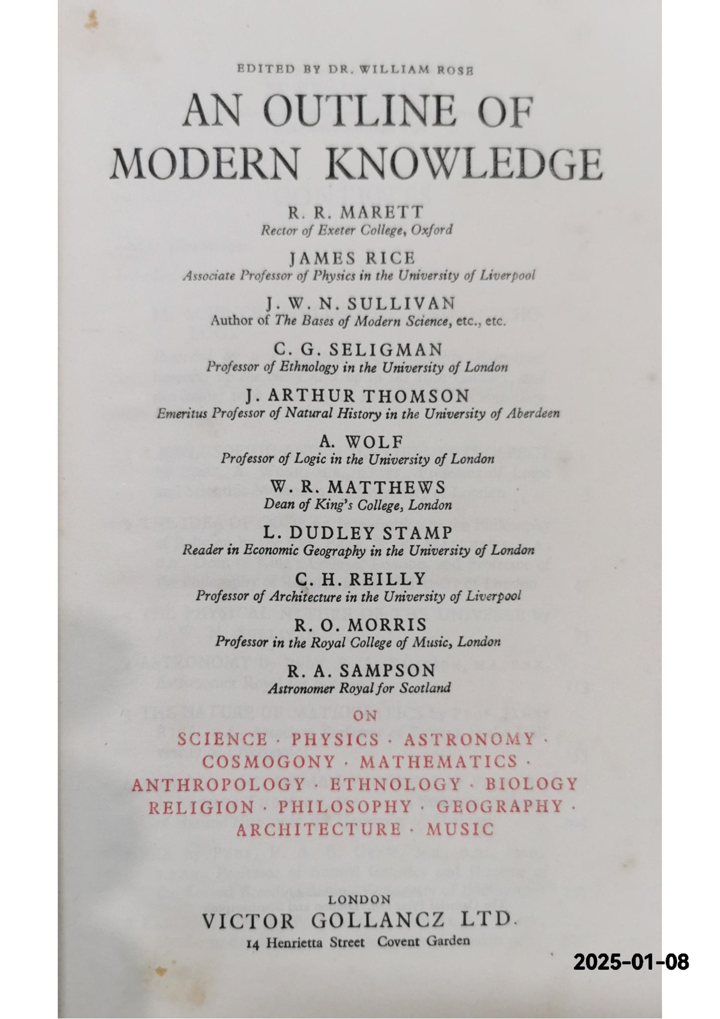 An outline of modern knowledge Hardcover – January 1, 1931 by WILLIAM ROSE (Author)