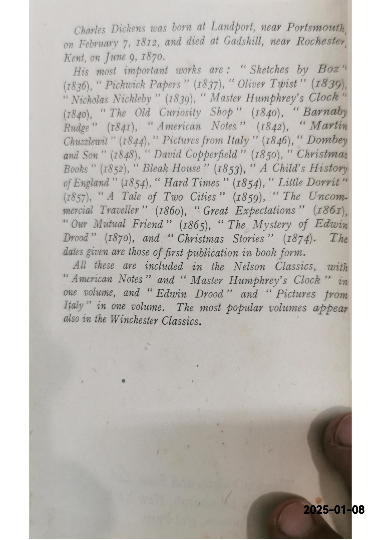 Old Curiosity Shop by Charles Dickens, New Century Library c1910, Thomas Nelson & Sons