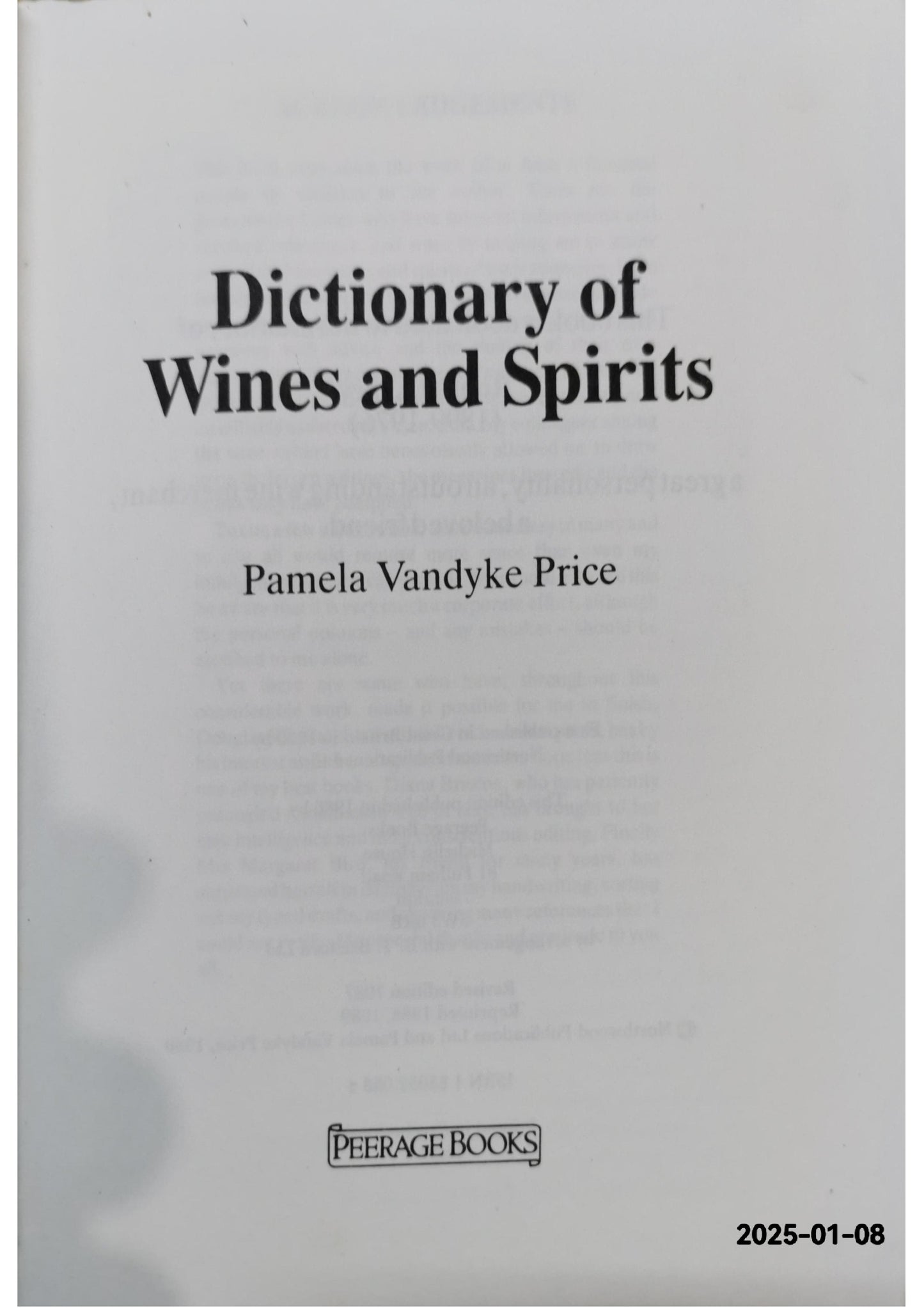 Dictionary of Wines and Spirits Hardcover – January 1, 1980 by Pamela Vandyke Price (Author)