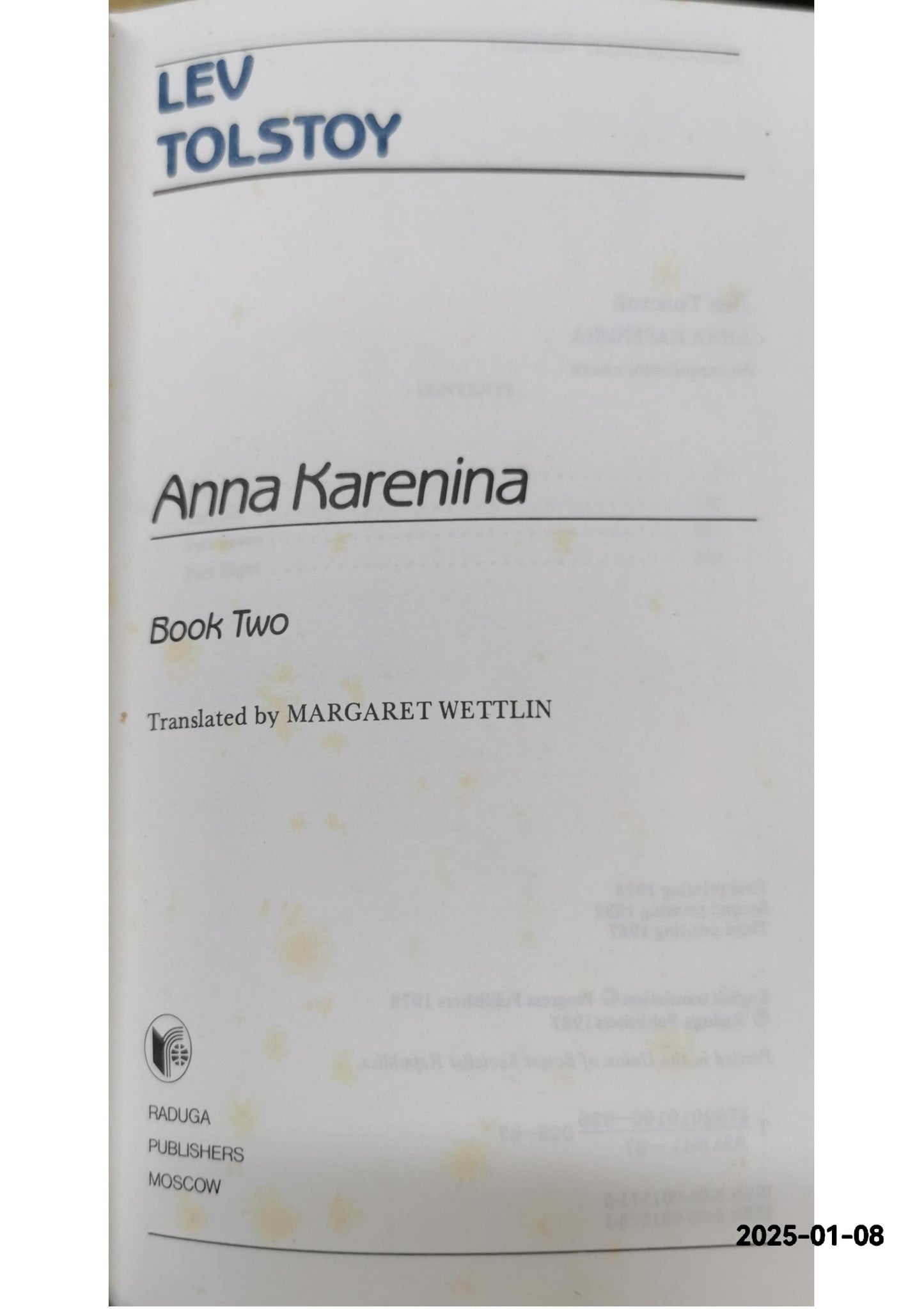 Anna Karenina, Book Two - Hardcover Lev Tolstoy