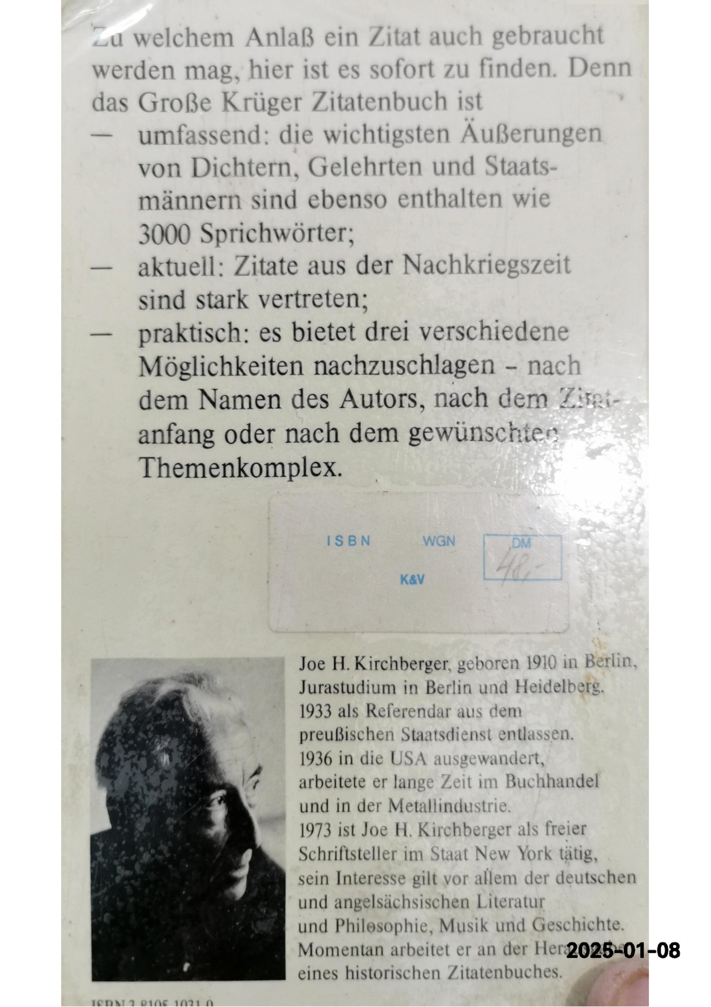 Das große Krüger Zitate Buch. 15000 Zitate von der Antike bis zur Gegenwart Hardcover