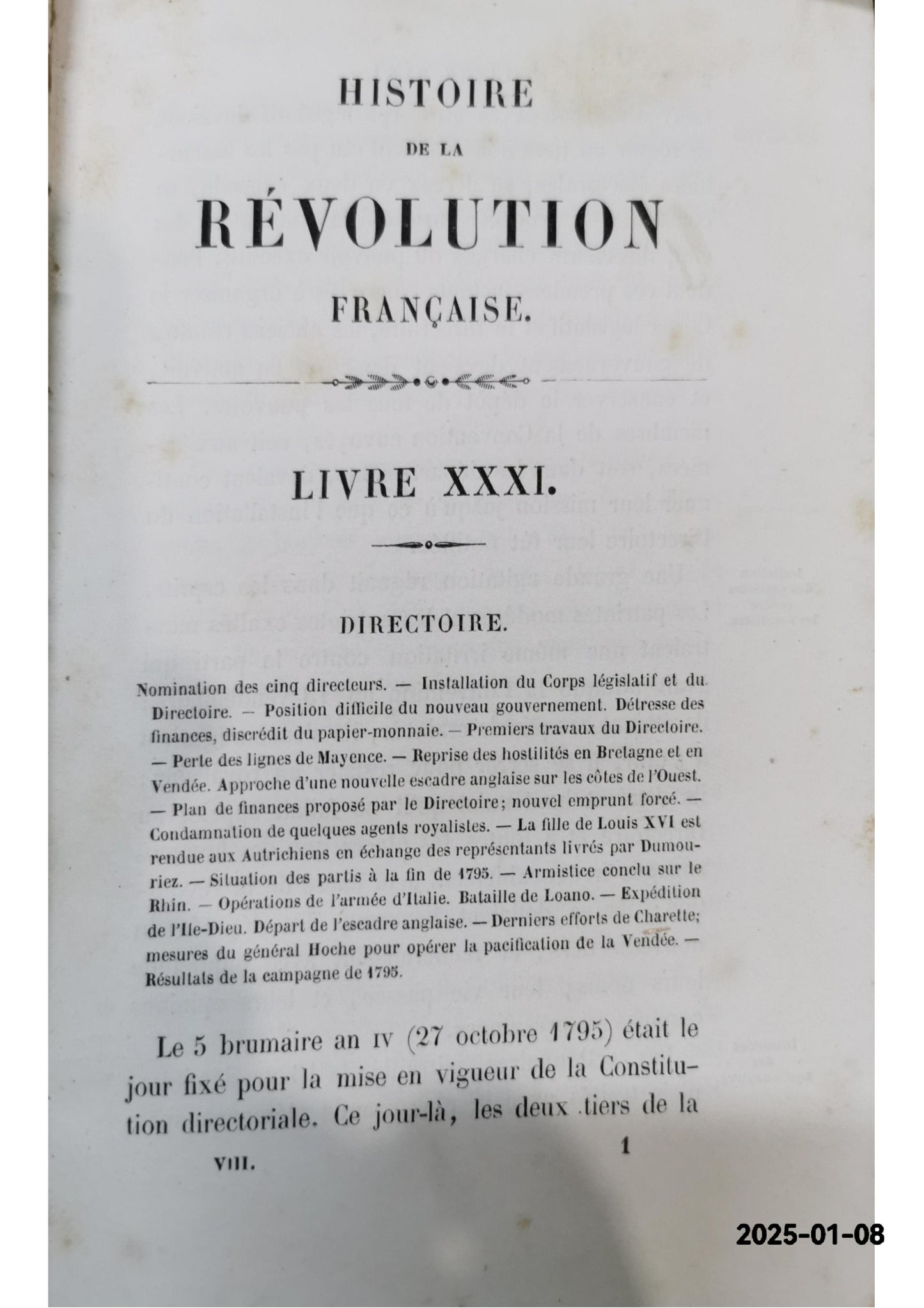 HISTOIRE DE LA REVOLUTION FRANCAISE THIERS M.A. Published by Paris: Furne et Cie, 1845 Hardcover