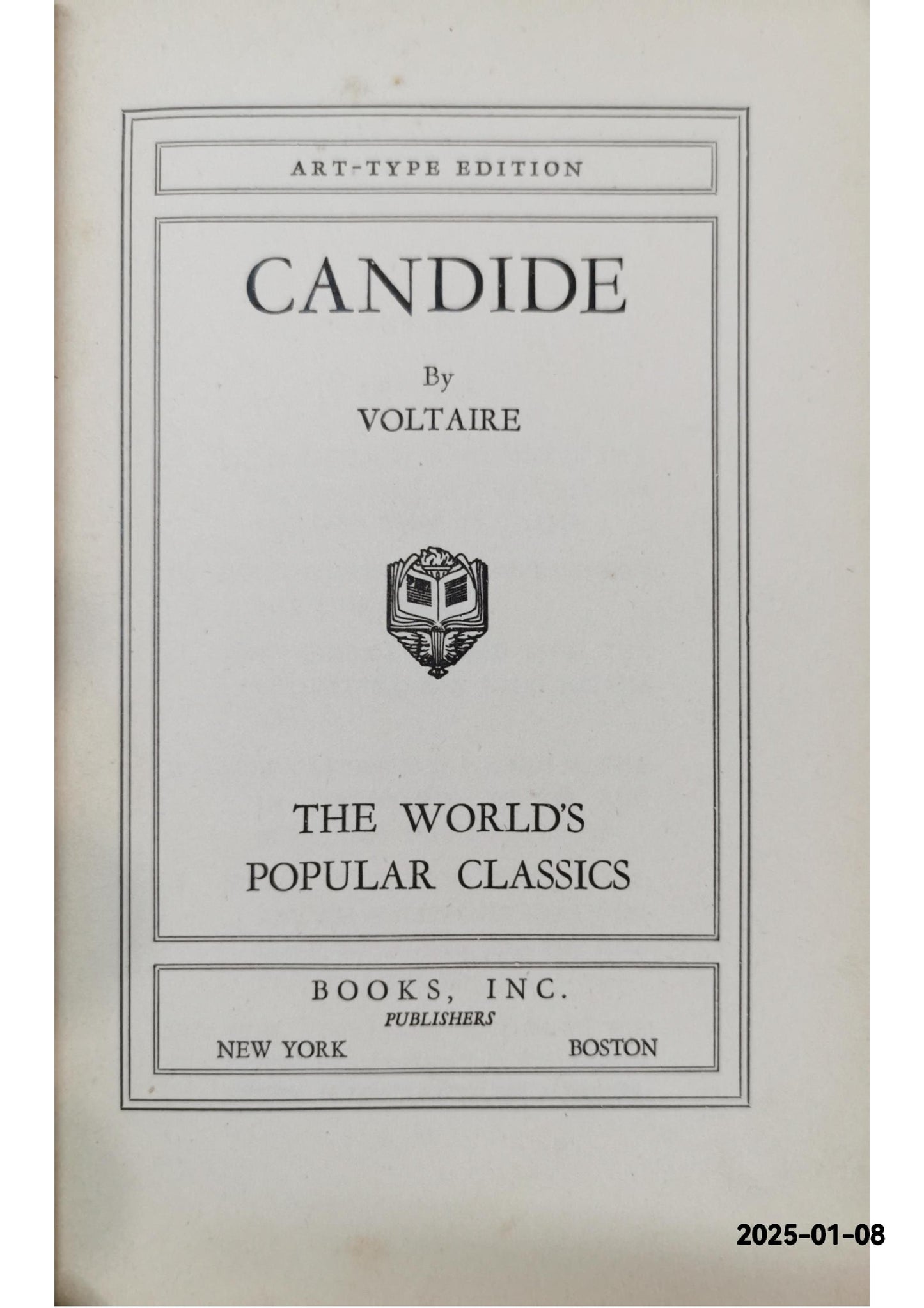 Candide • The World's Popular Classics Art-Type Edition | Voltaire (Books, Inc. Publishers)