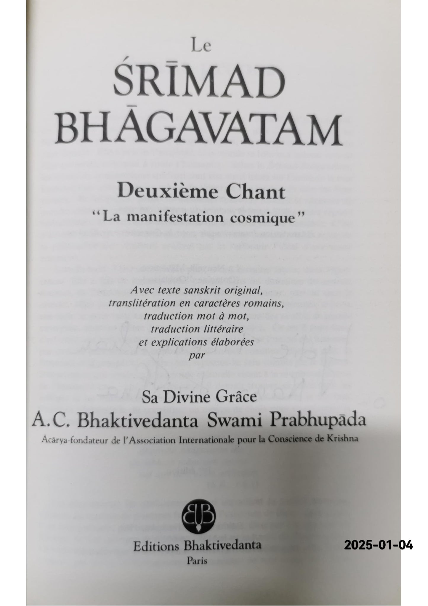 Le Srimad Bhagavatam - Les grands classiques de L'inde VOL 5|Collectif|Bon état