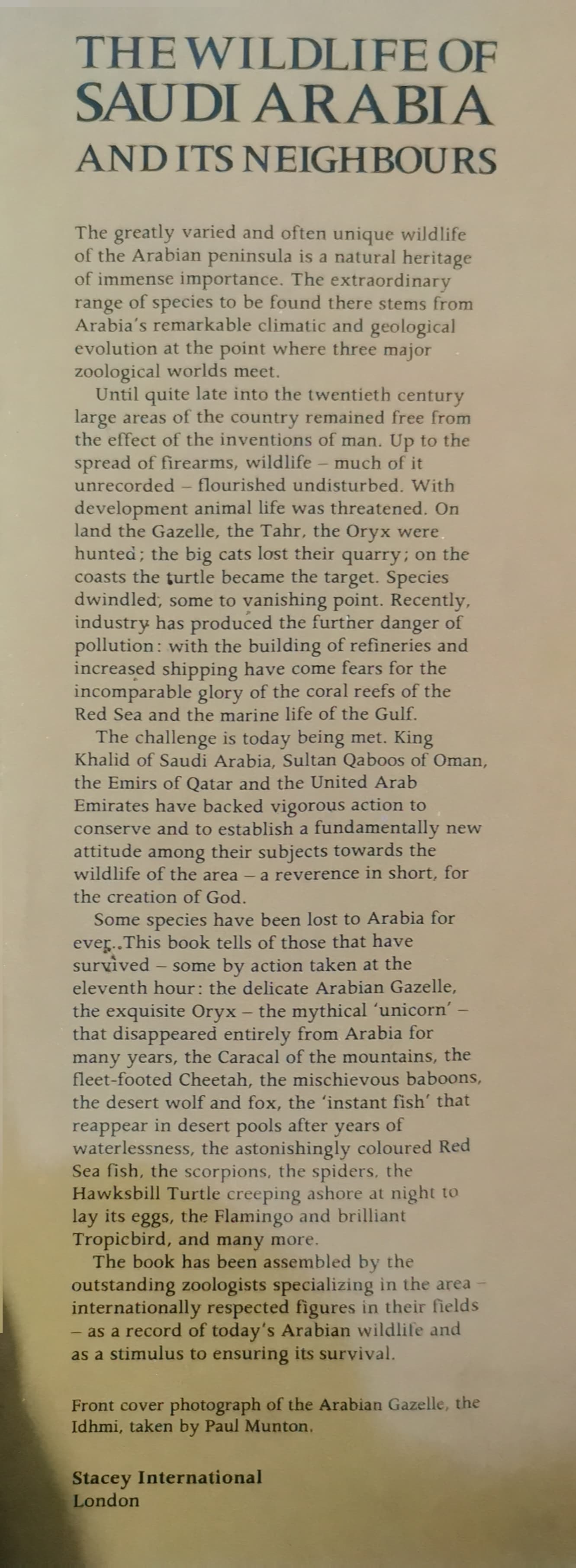 The Wildlife of Saudi Arabia and Its Neighbours Hardcover – Import, August 23, 1990 by John Gasperetti (Author), Patricia Gasperetti (Author), A.S. Talhouk (Author)