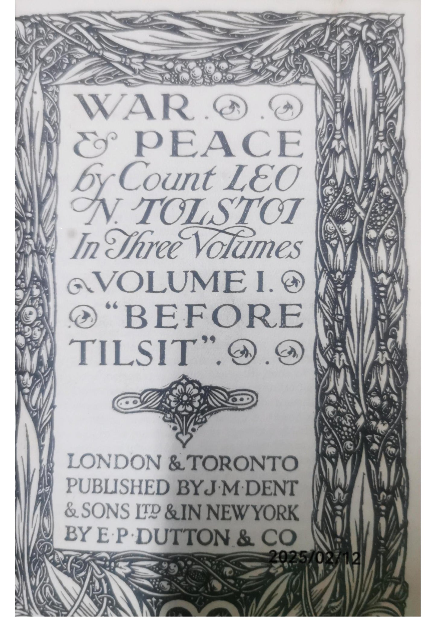 ‘War And Peace, Vol. 1’ by Leo Tolstoy (Everyman’s Library)