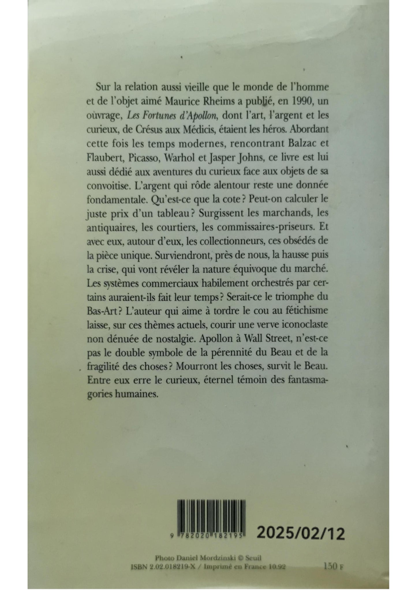 Apollon à Wall Street Broché – 1 octobre 1992 de Maurice Rheims (Auteur)