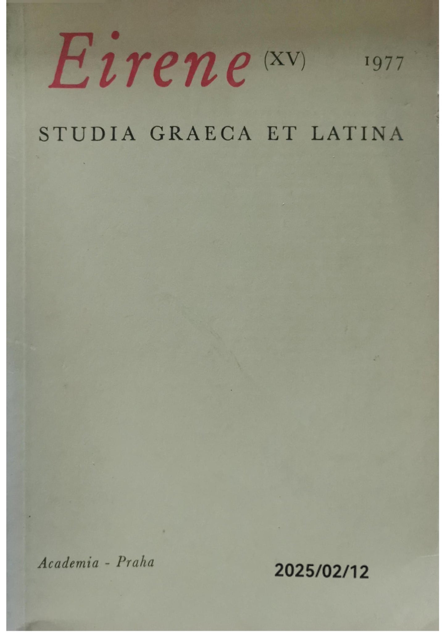 Eirene. Studia Graeca et Latina. Sv. 29, 1993