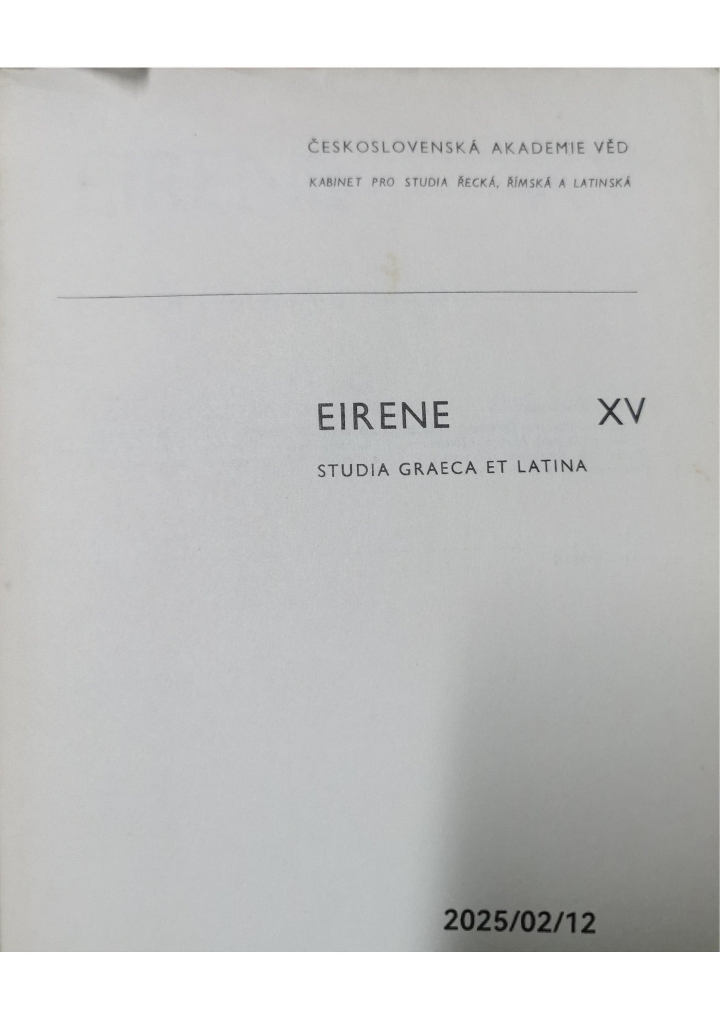 Eirene. Studia Graeca et Latina. Sv. 29, 1993